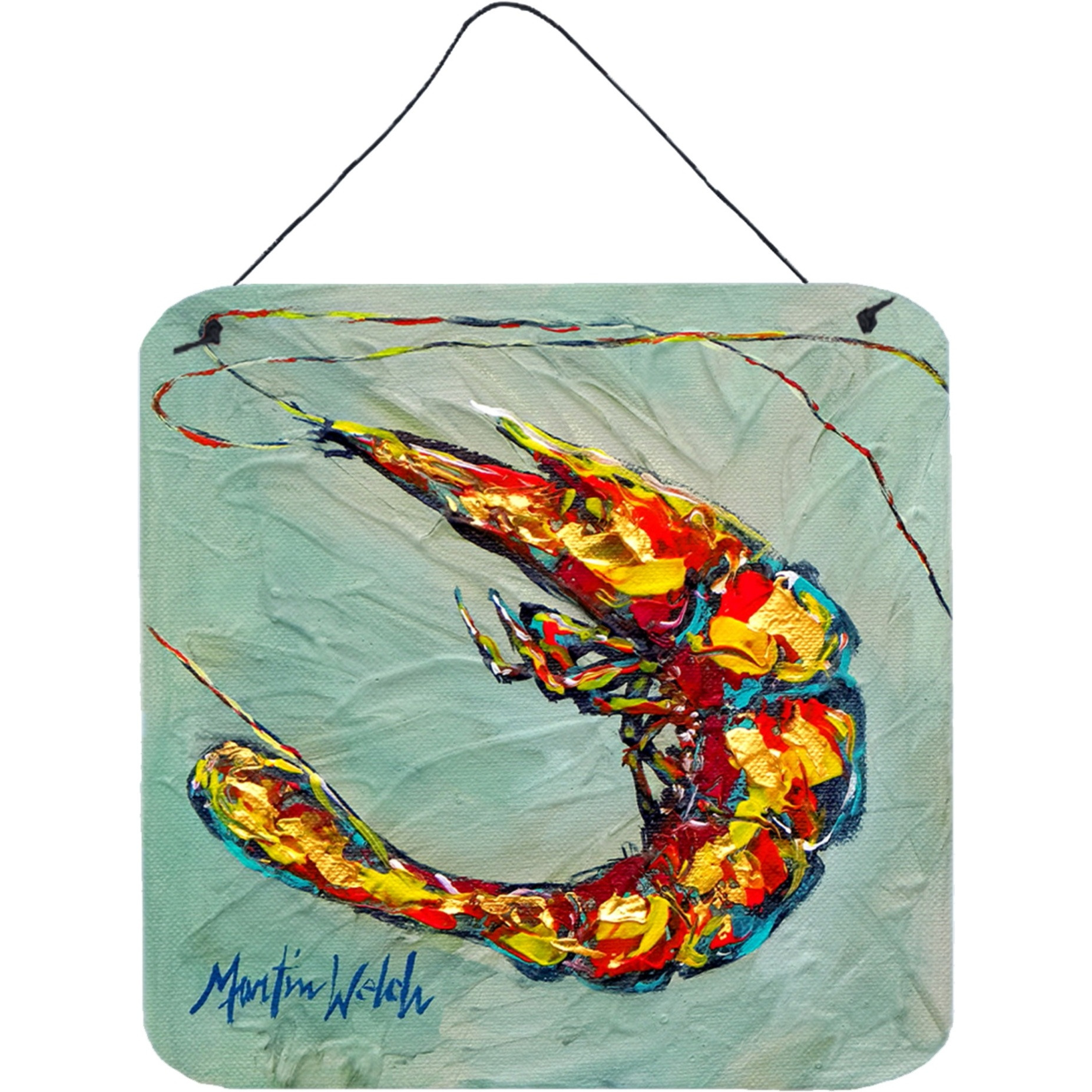 &quotCaroline's Treasures Shrimp Ripples Aluminum Metal Wall or Door Hanging Prints, 6 x 6"", Multicolor"