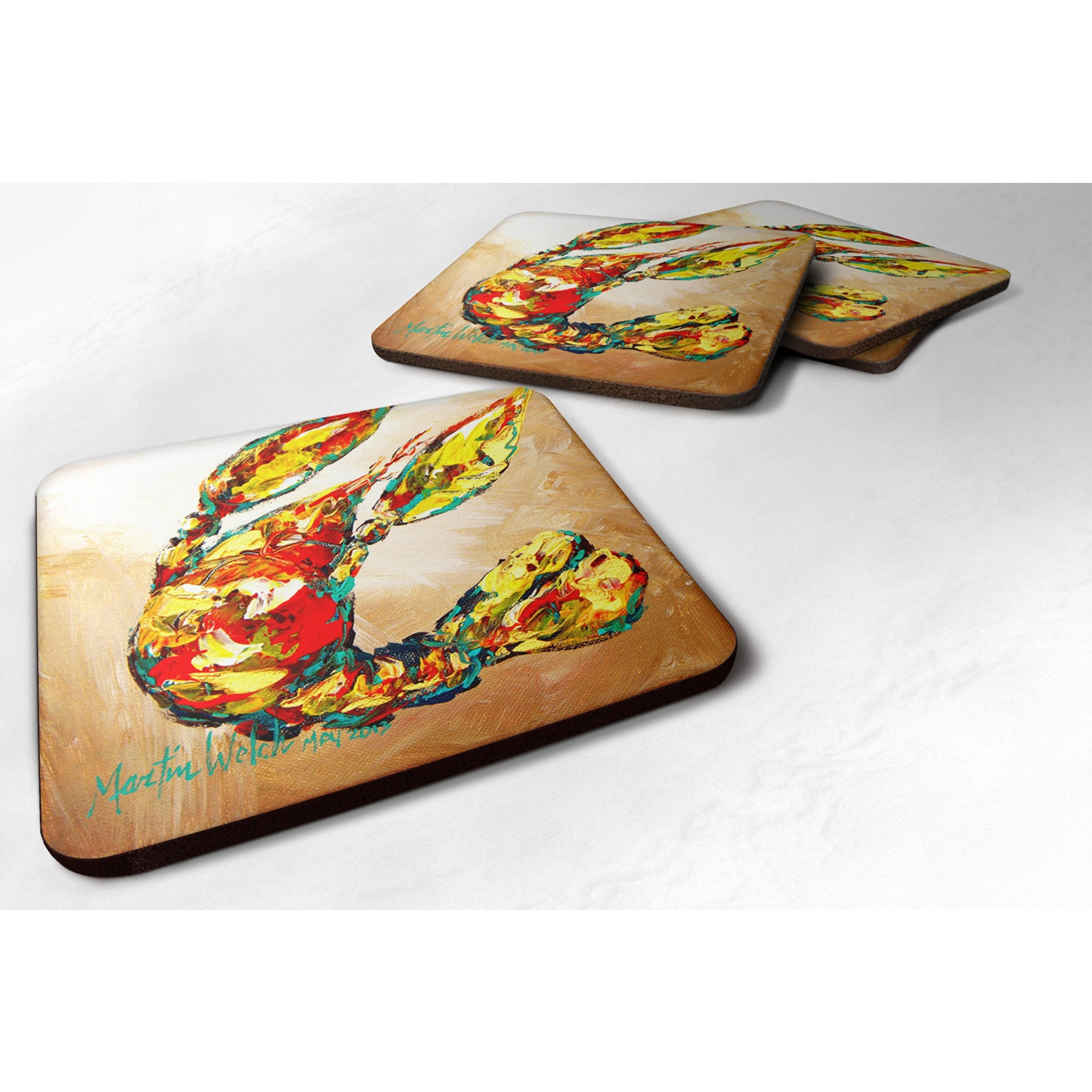&quotCaroline's Treasures MW1062FC Crawfish Tanya Foam Coasters (Set of 4), 3.5"" H x 3.5"" W, Multicolor"