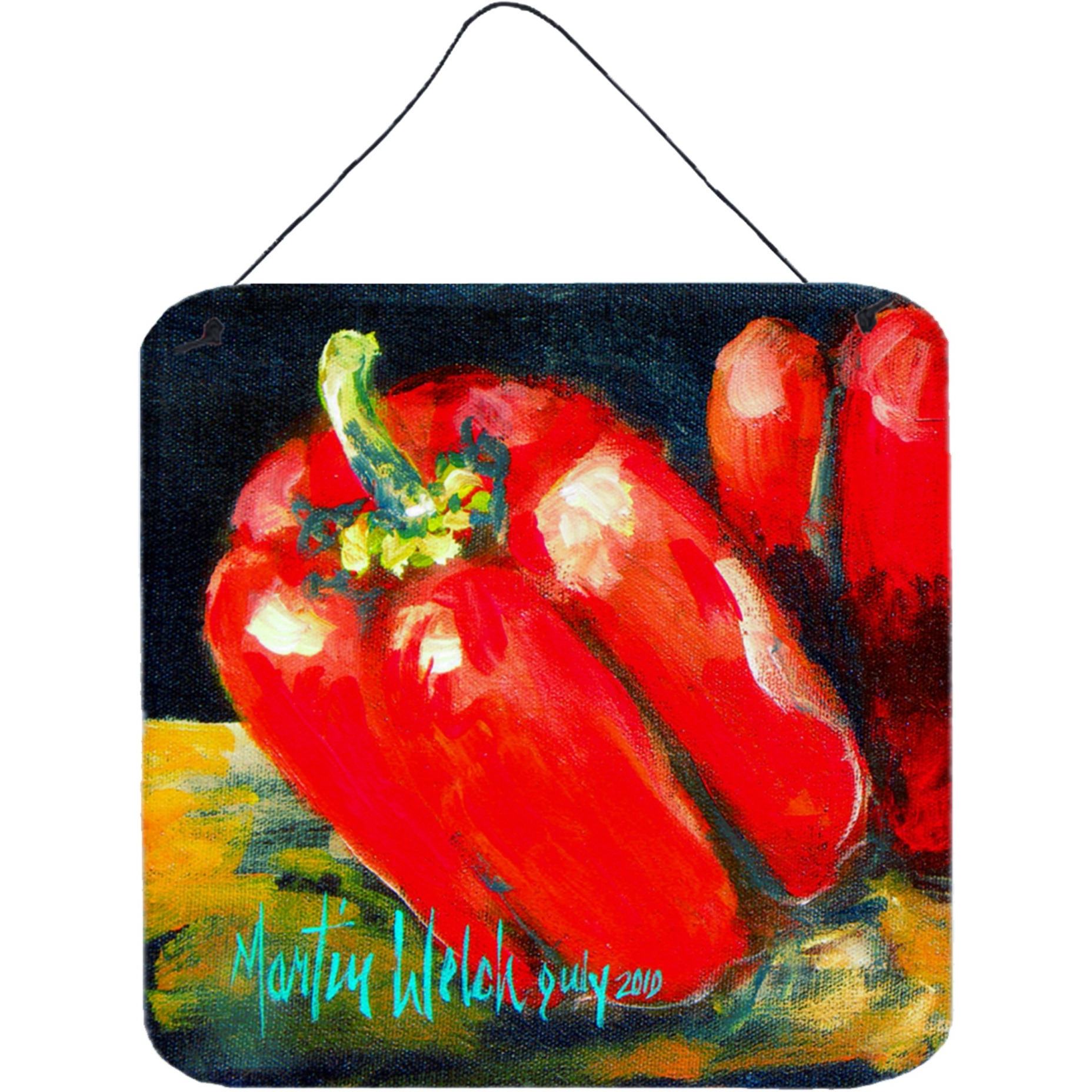 &quotCaroline's Treasures Vegetables-Bell Pepper Two Bells Aluminum Metal Wall or Door Hanging Prints, 6 x 6"", Multicolor"