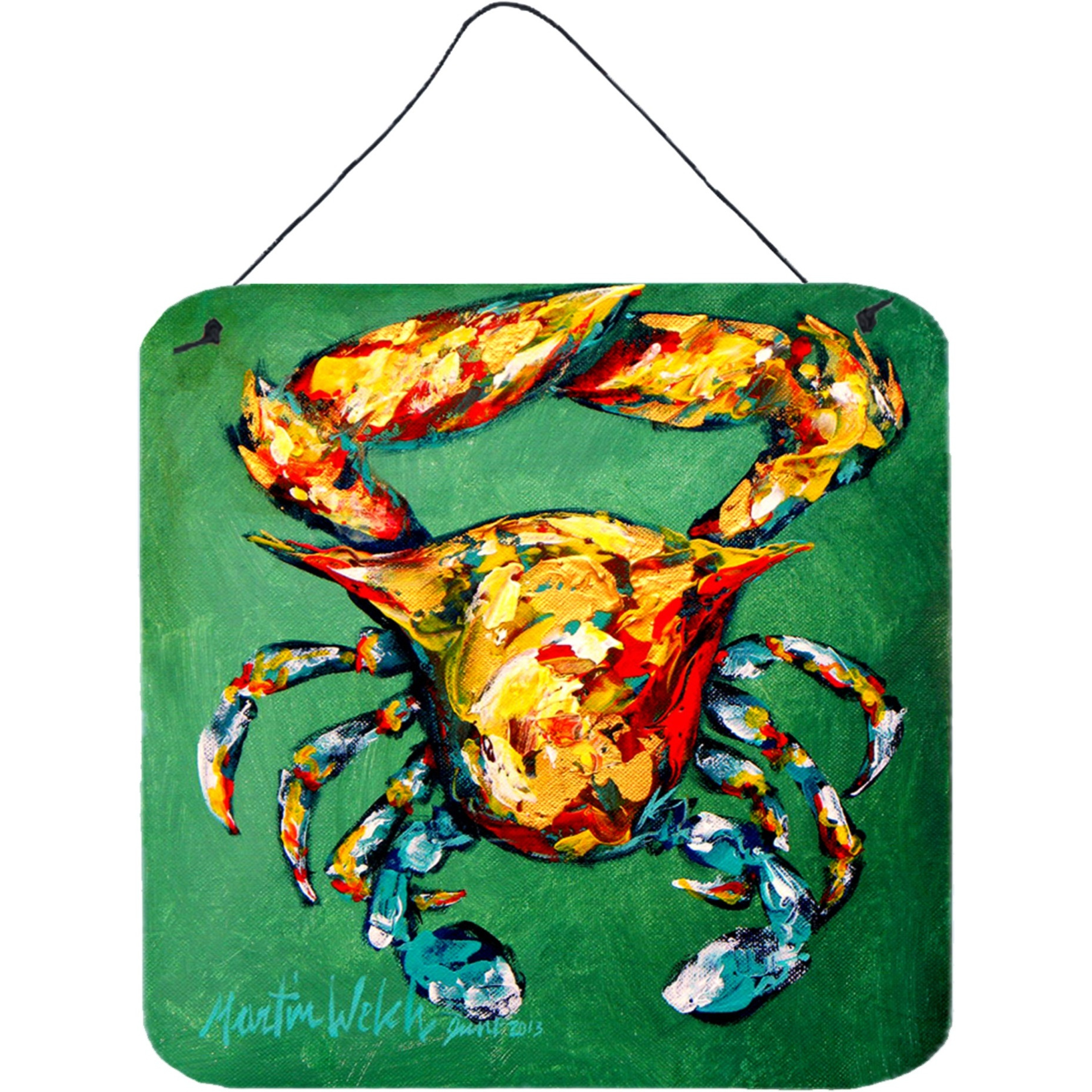 &quotCaroline's Treasures Crab Two Snaps Aluminum Metal Wall or Door Hanging Prints, 6 x 6"", Multicolor"