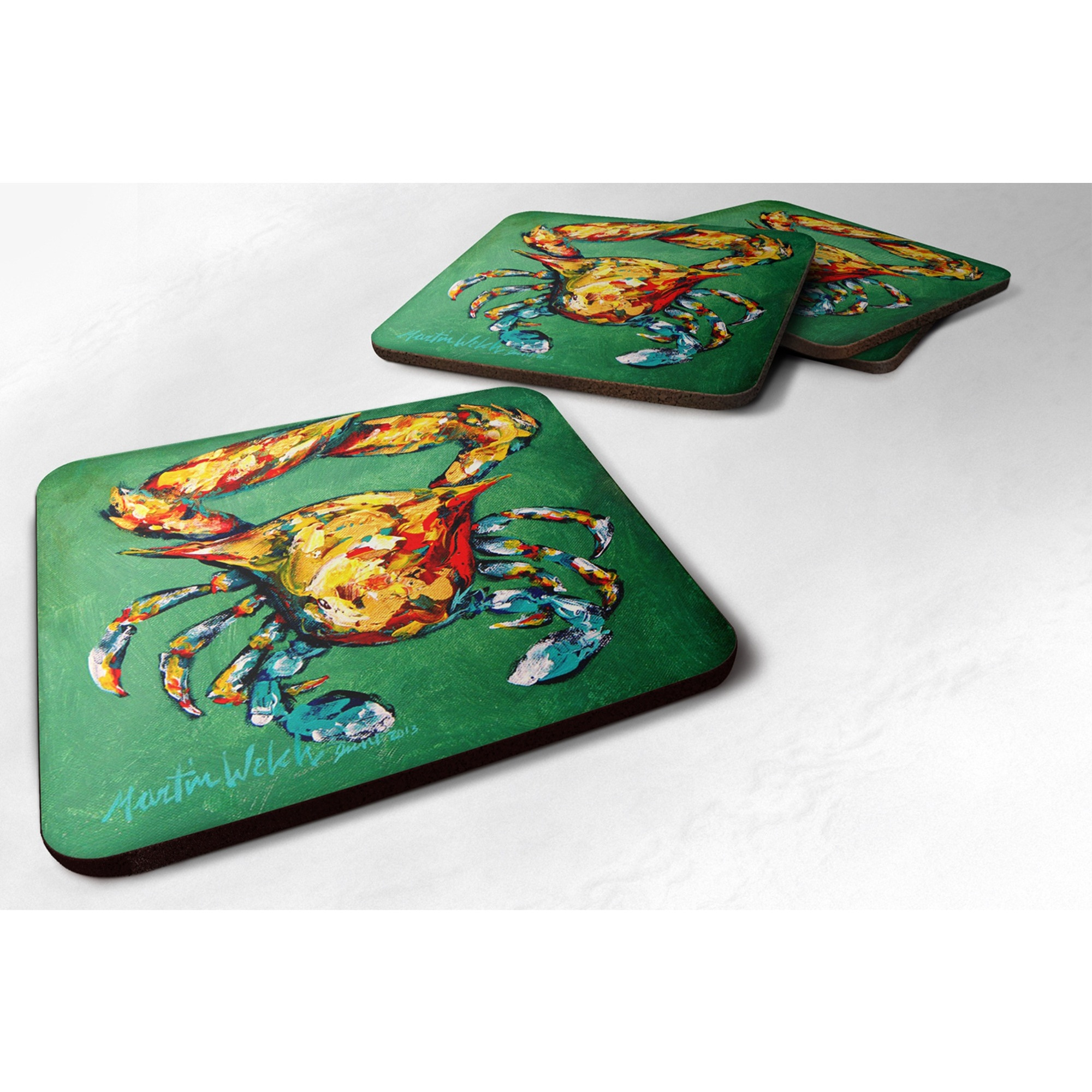 &quotCaroline's Treasures MW1072FC Crab Two Snaps Foam Coasters (Set of 4), 3.5"" H x 3.5"" W, Multicolor"
