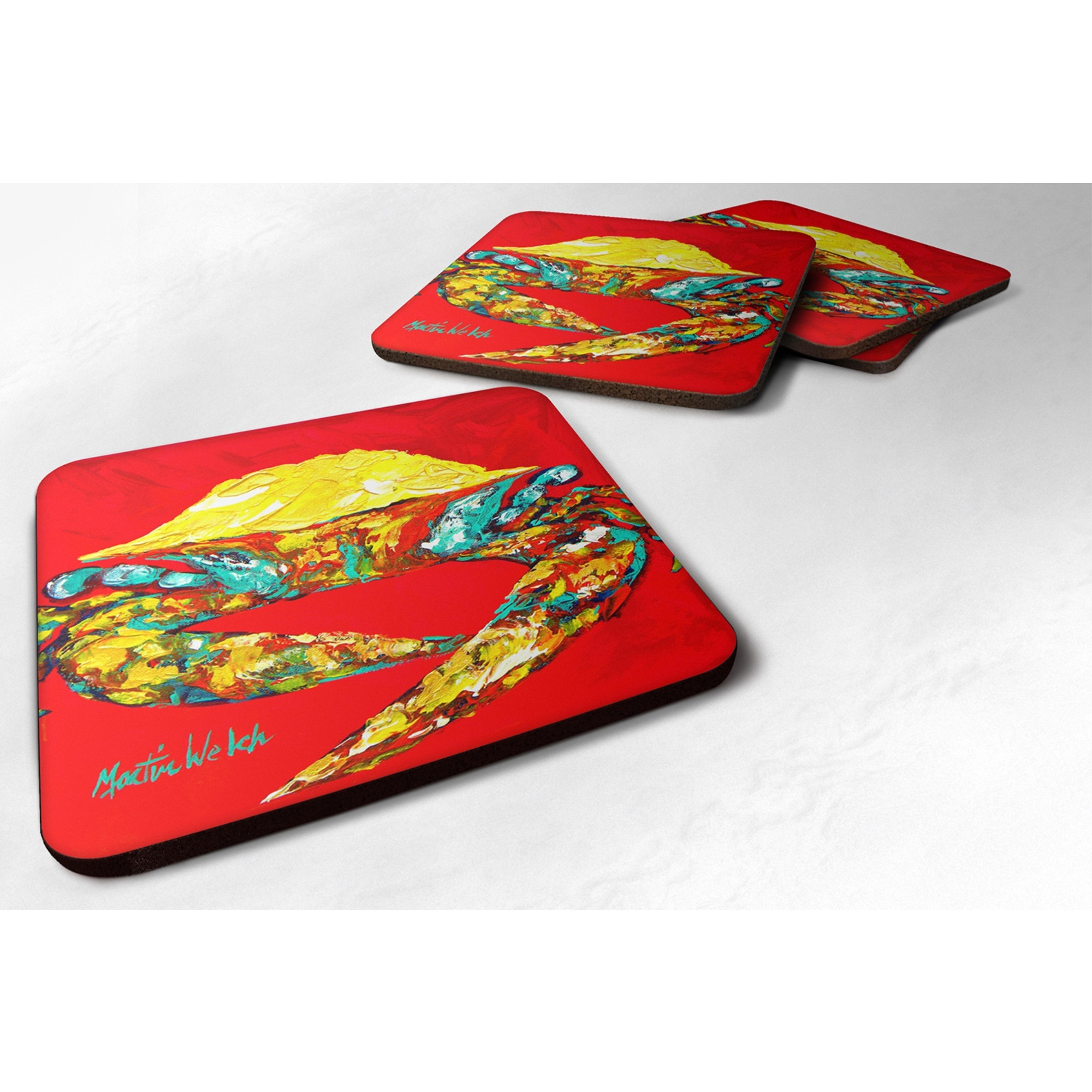 &quotCaroline's Treasures MW1079FC Crab Wiggles Foam Coasters (Set of 4), 3.5"" H x 3.5"" W, Multicolor"
