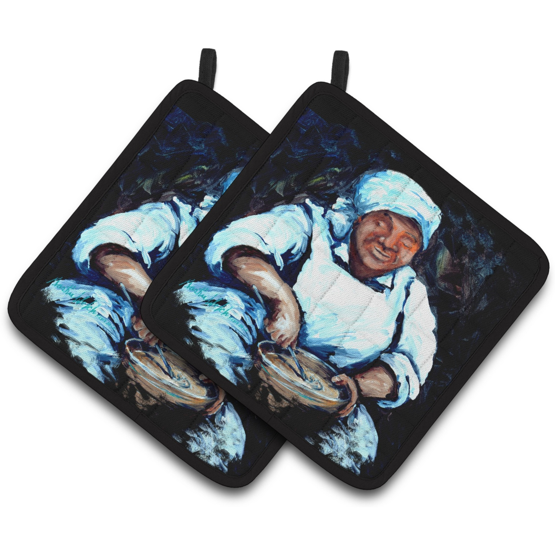&quotCaroline's Treasures Hot Water Cornbread Pair of Pot Holders MW1087PTHD, 7.5HX7.5W, Multicolor"