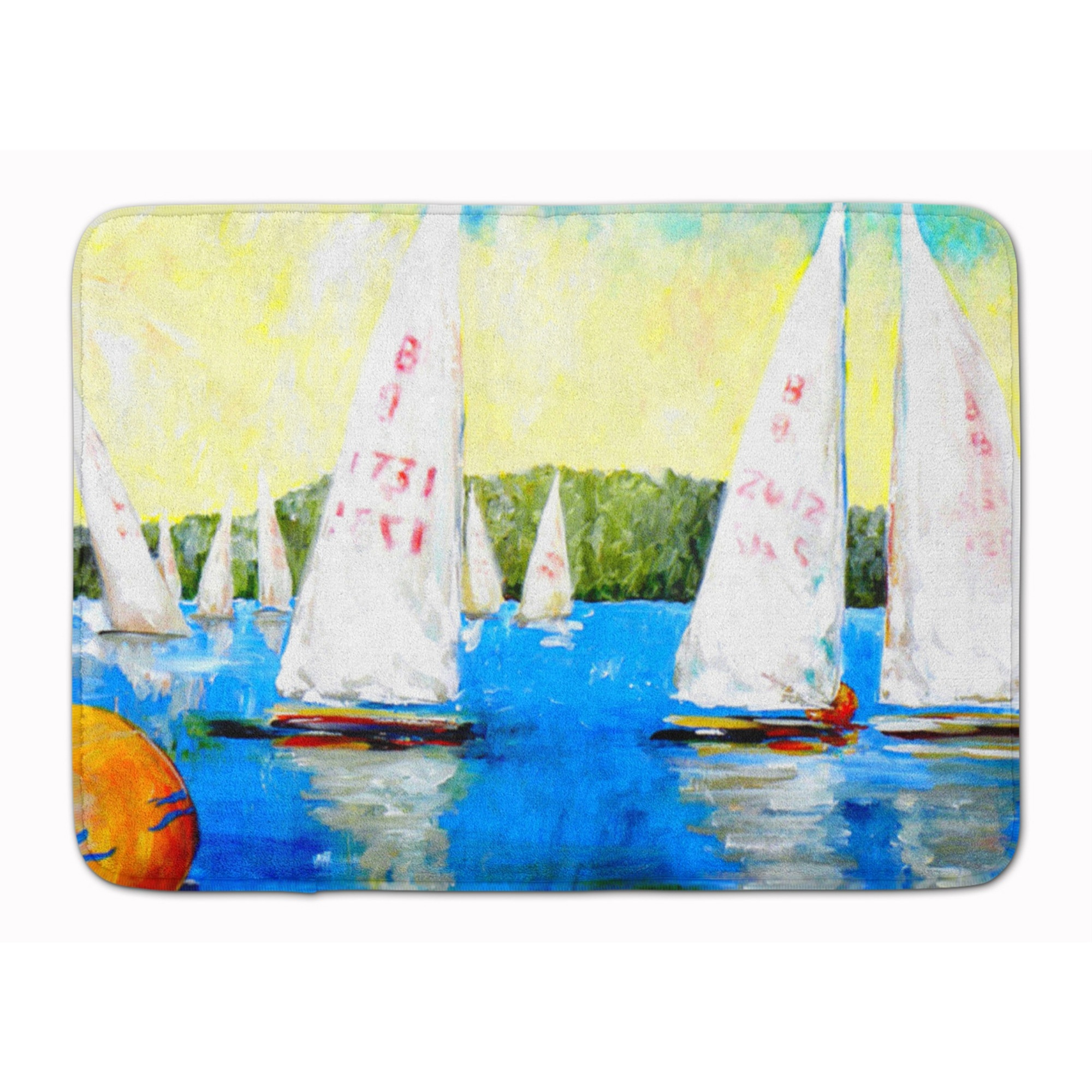 &quotCaroline's Treasures Sailboats Round the Mark Floor Mat, 19"" x 27"", Multicolor"
