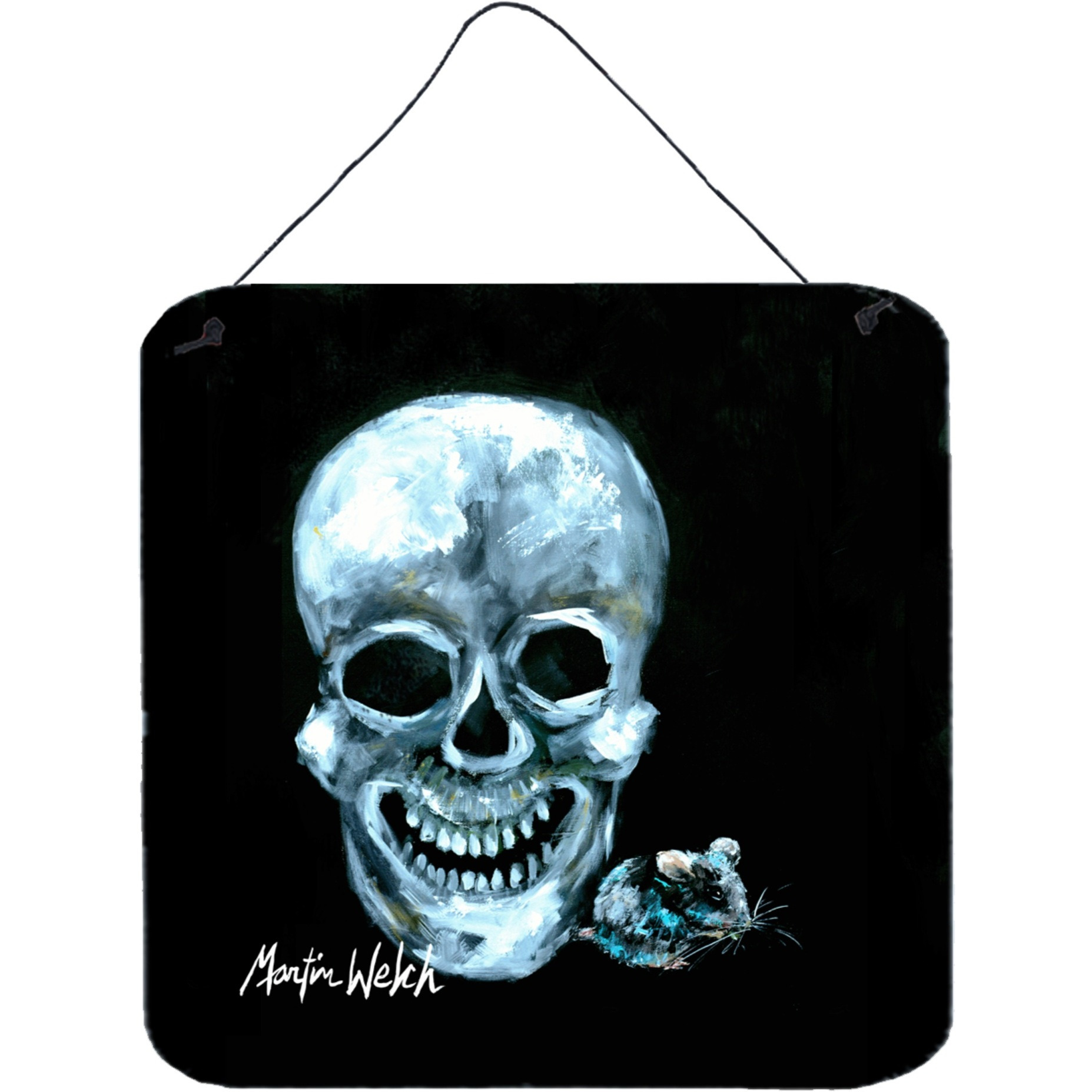 &quotCaroline's Treasures Ekk a Meece Skull and Mouse Aluminum Metal Wall or Door Hanging Prints, 6 x 6"", Multicolor"