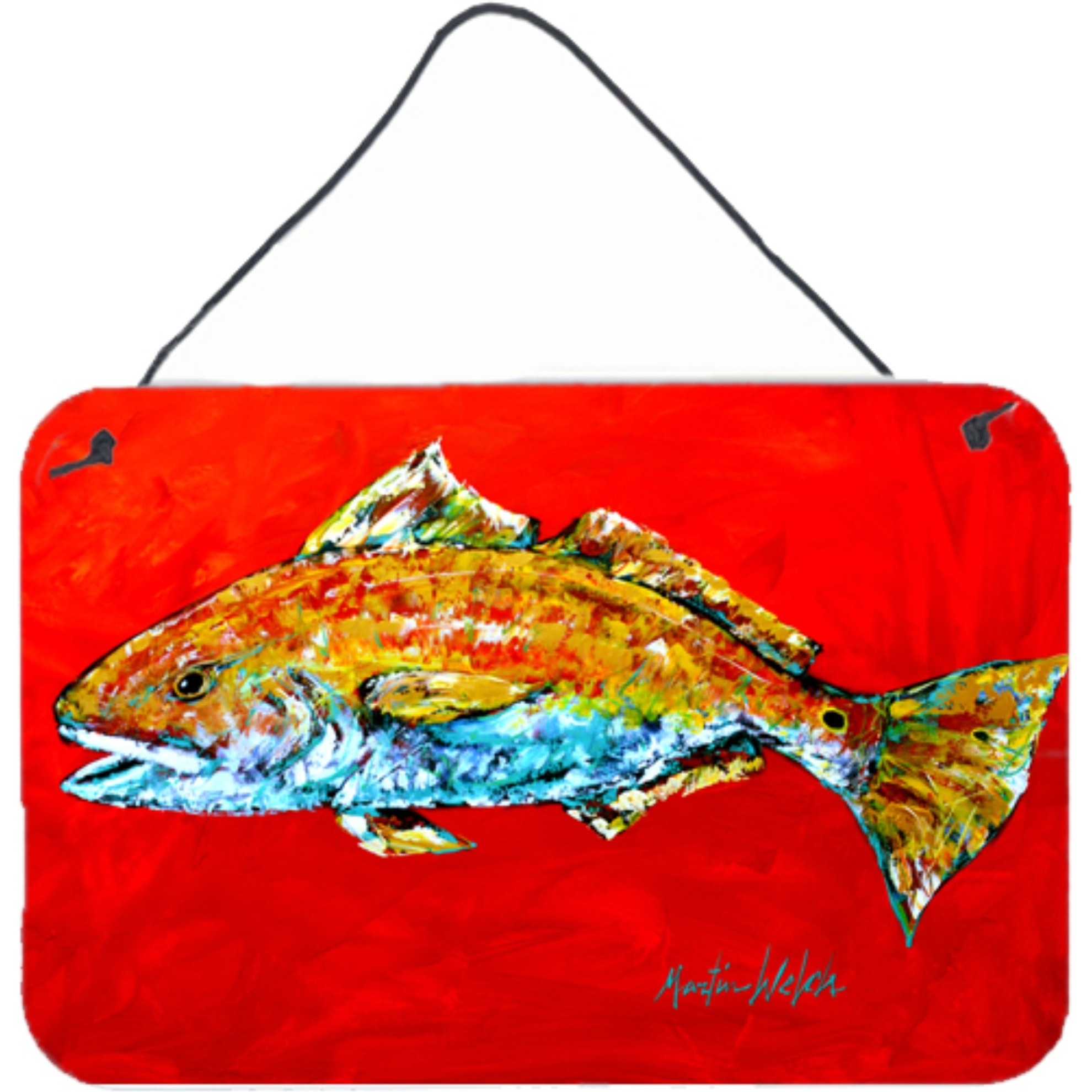&quotCaroline's Treasures Fish-Red Fish Red Head Aluminum Metal Wall or Door Hanging Prints, 8 x 12"""