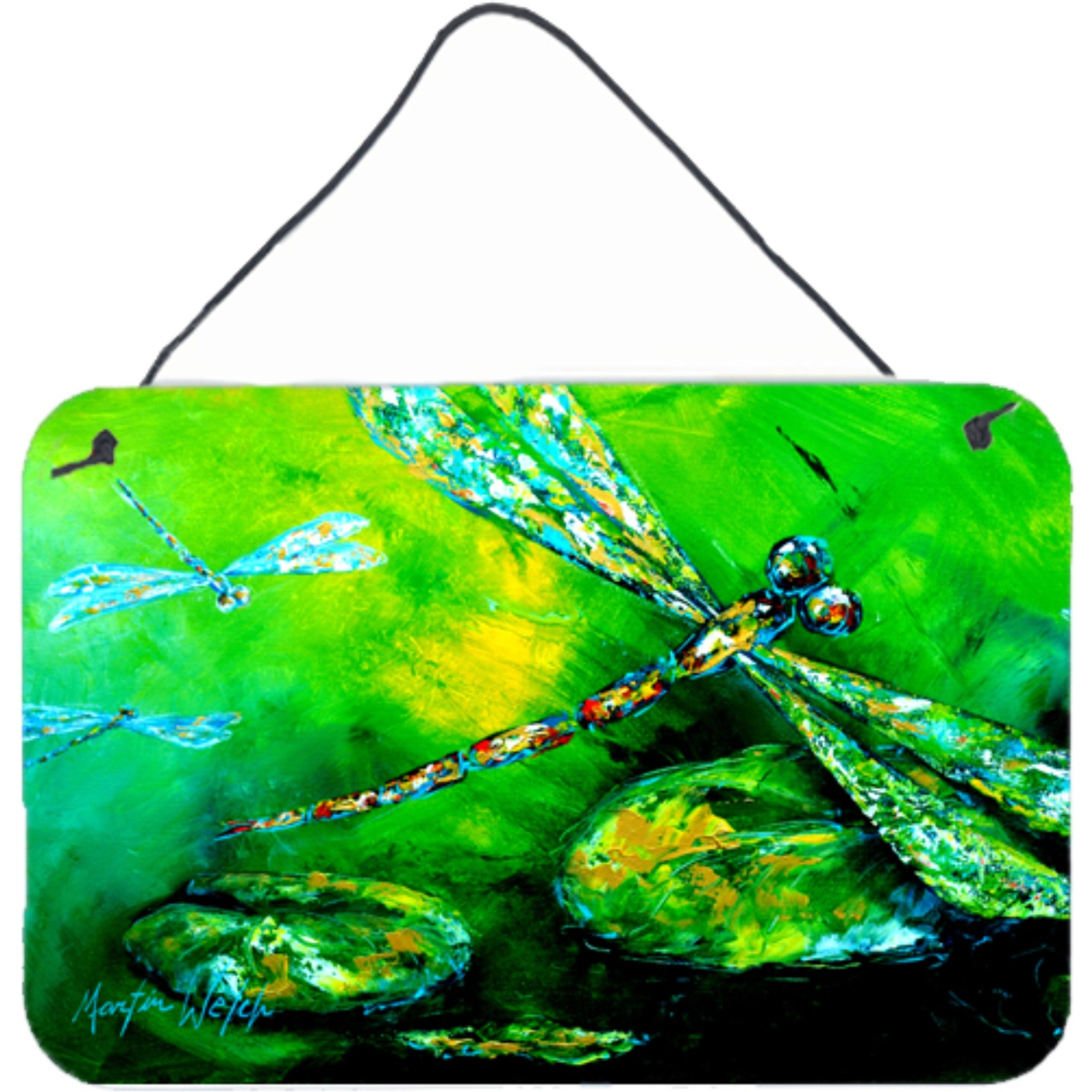 &quotCaroline's Treasures Dragonfly Summer Flies Aluminum Metal Wall or Door Hanging Prints, 8 x 12"""