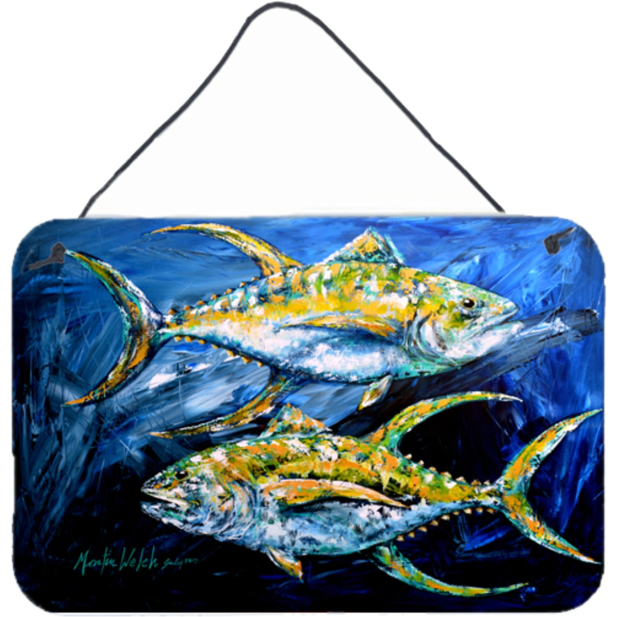 &quotCaroline's Treasures Fish-Tuna Tuna Blue Aluminum Metal Wall or Door Hanging Prints, 8 x 12"""