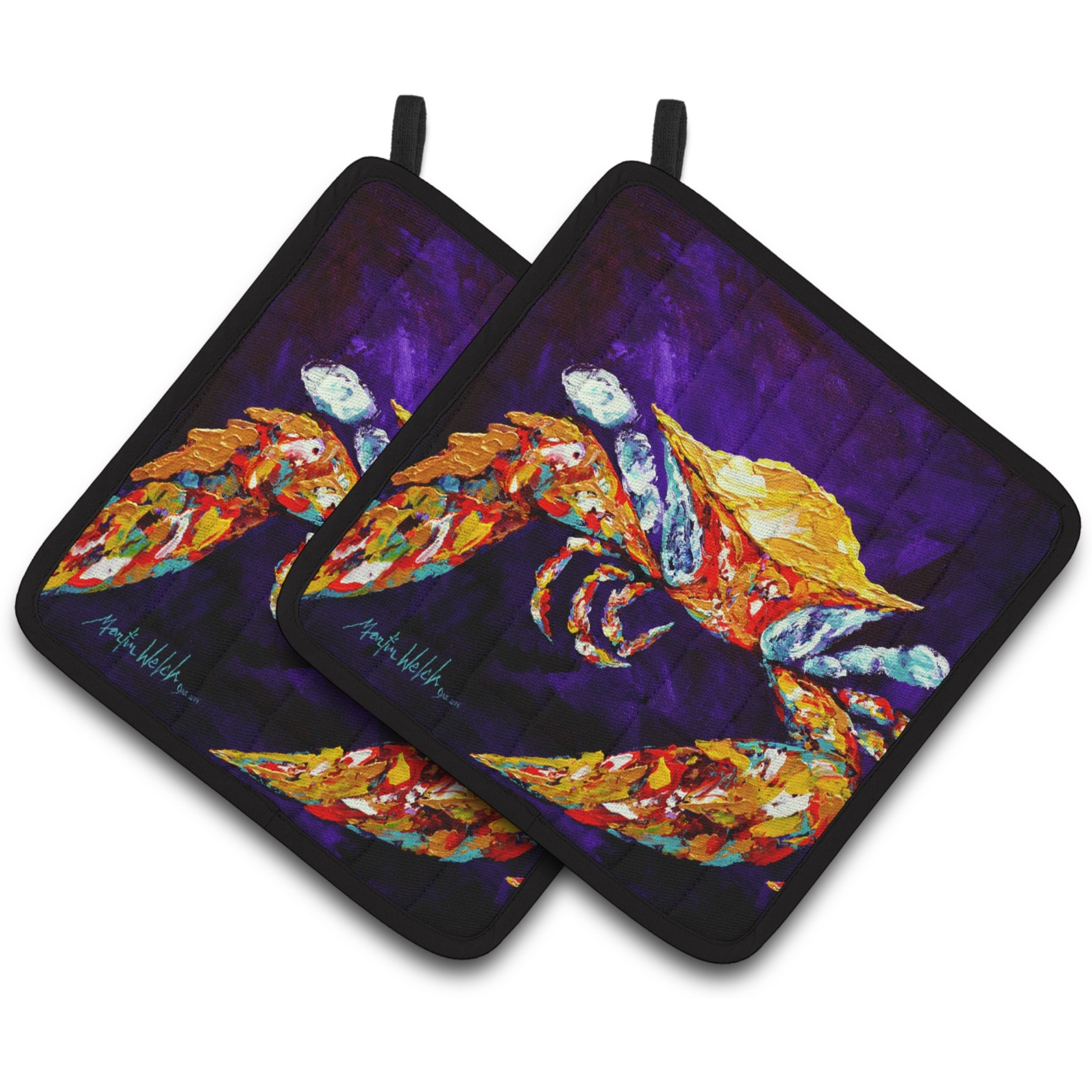 &quotCaroline's Treasures Crab The Right Stuff Pair of Pot Holders MW1127PTHD, 7.5HX7.5W, Multicolor"
