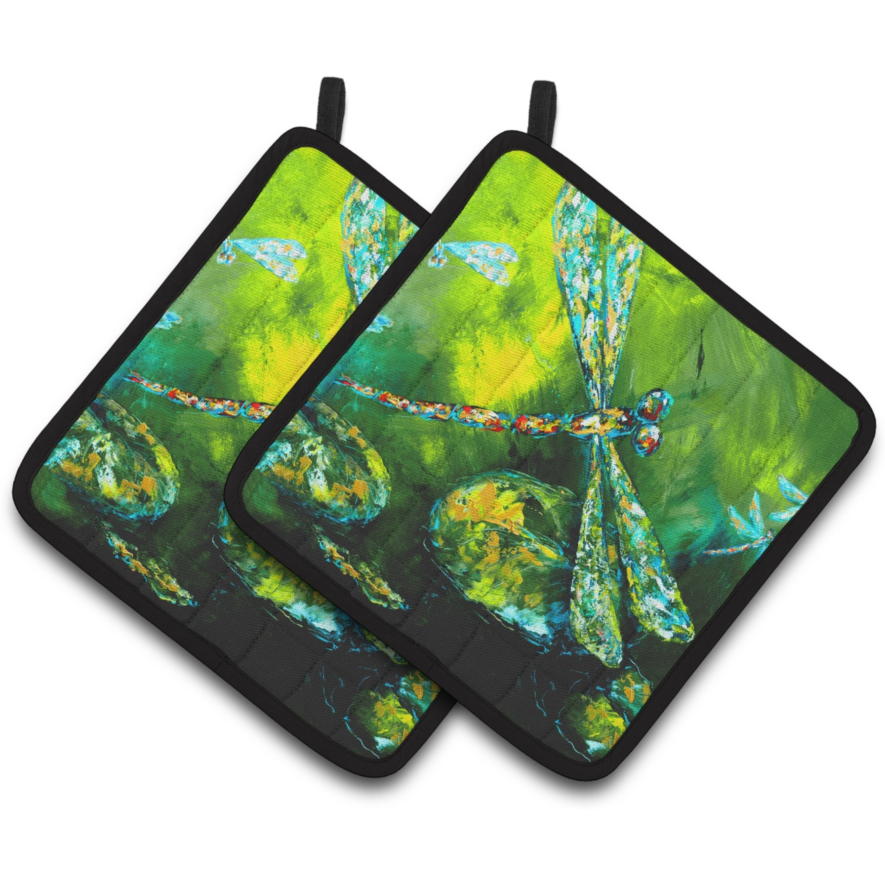 &quotCaroline's Treasures MW1128PTHD Insect "&quotDragonfly"" Summer Flies Pot Holders (1 Pair), 7.5"" x 7.5"", Multicolor"