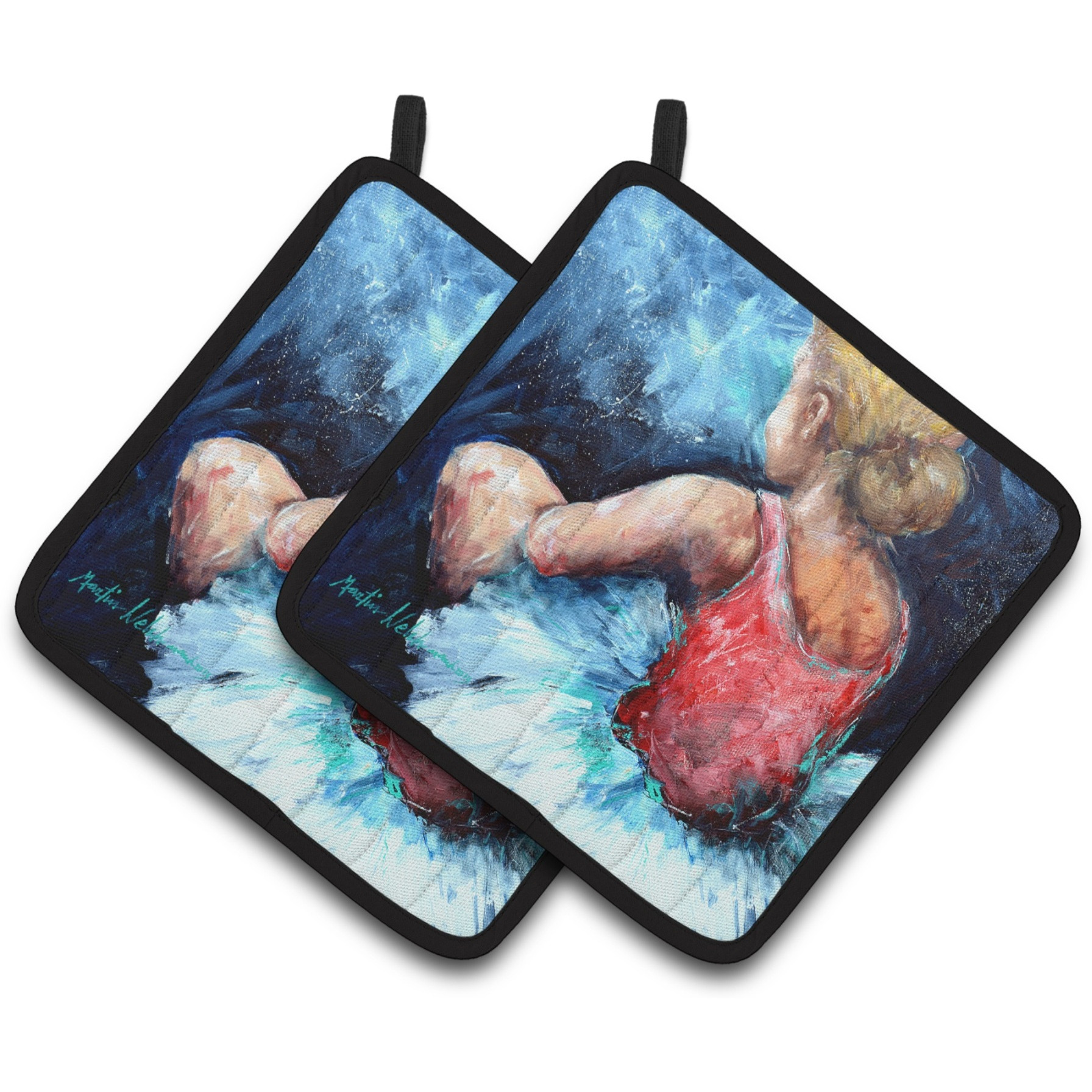 &quotCaroline's Treasures Ballet star Struck Pair of Pot Holders MW1129PTHD, 7.5HX7.5W, Multicolor"