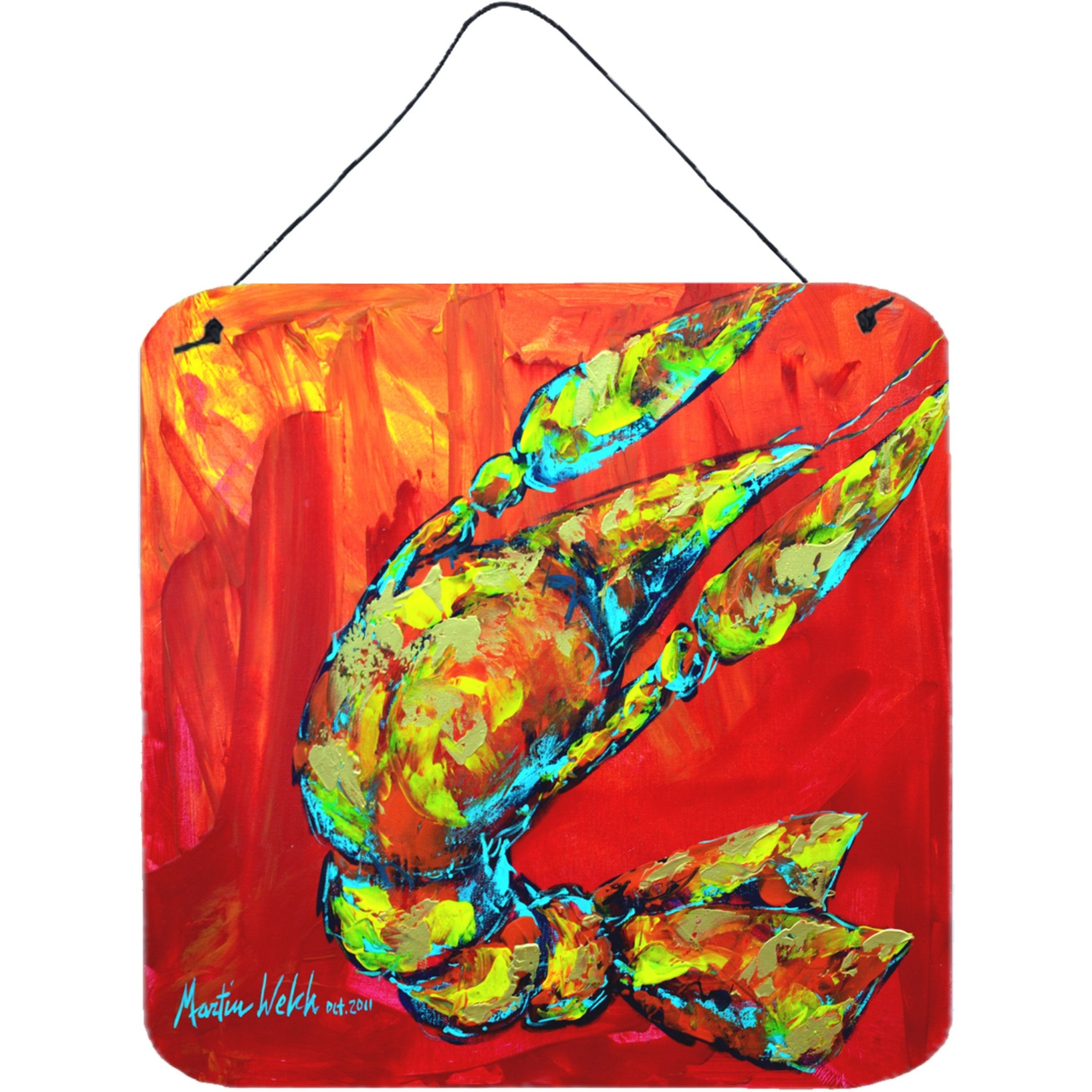 &quotCaroline's Treasures Crawfish Hot Craw Aluminum Metal Wall or Door Hanging Prints, 6 x 6"", Multicolor"