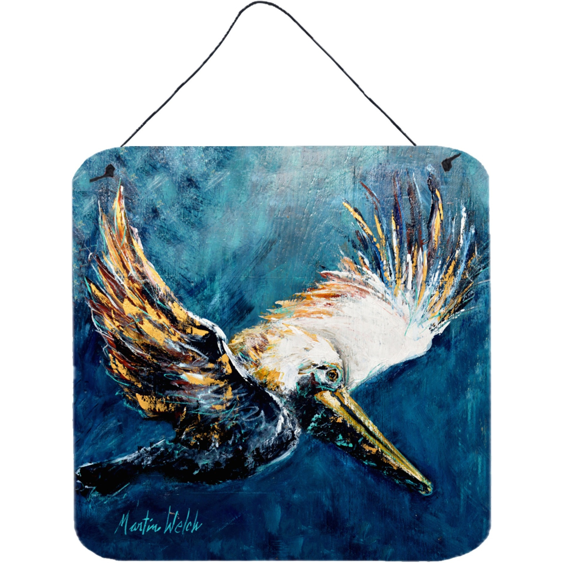 &quotCaroline's Treasures Bird-Pelican Go for It Aluminum Metal Wall or Door Hanging Prints, 6 x 6"", Multicolor"