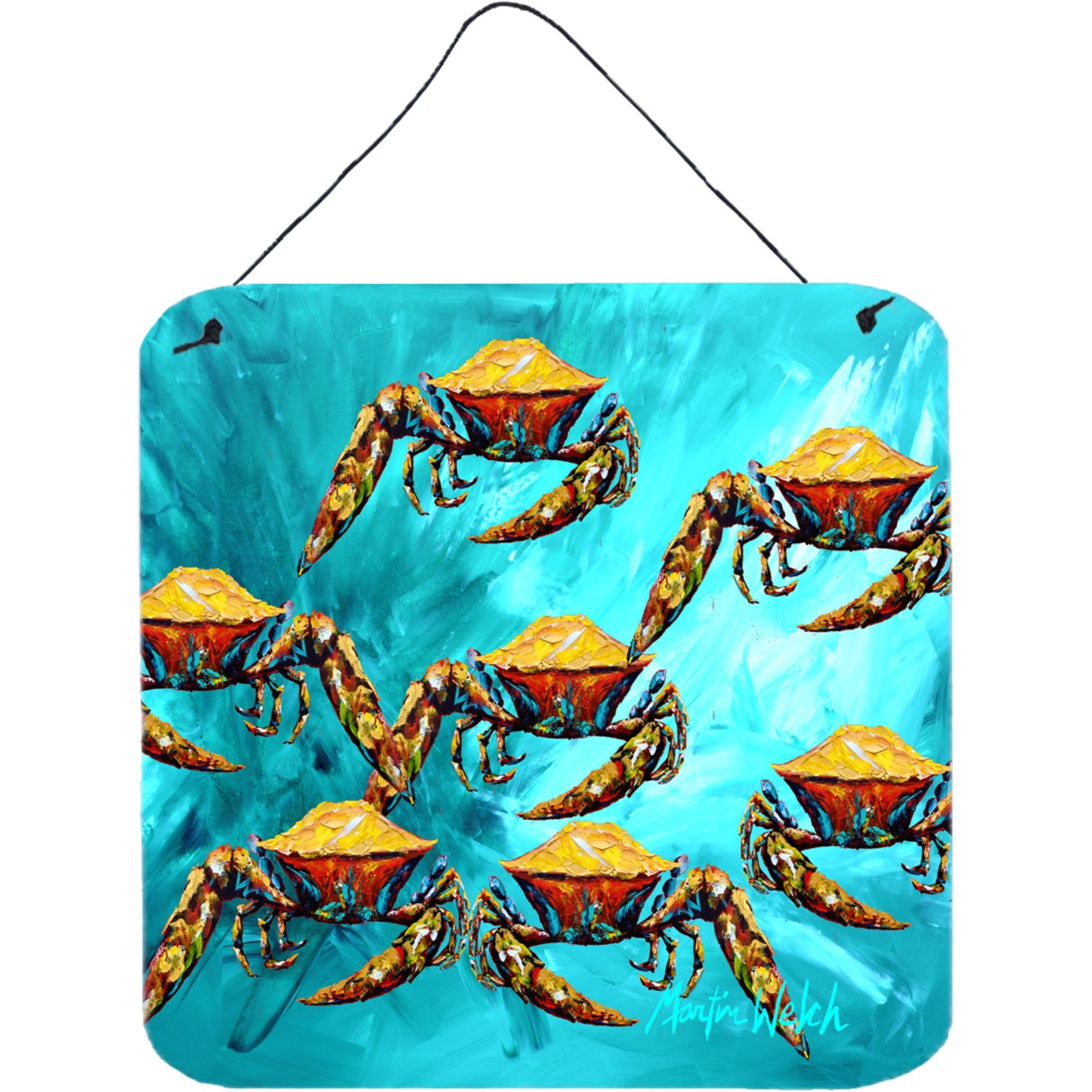&quotCaroline's Treasures Crab Lotto Crabs Aluminum Metal Wall or Door Hanging Prints, 6 x 6"", Multicolor"