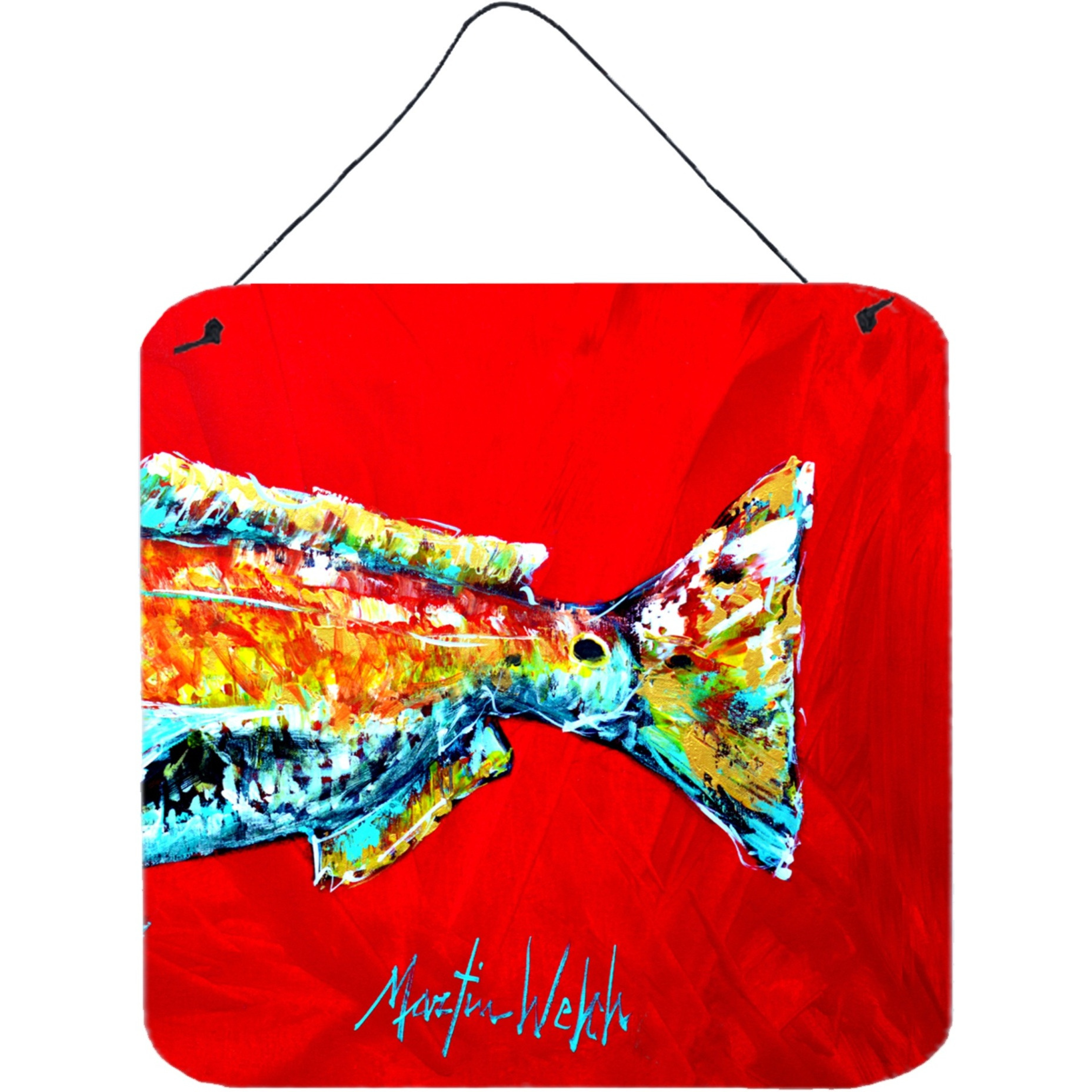 &quotCaroline's Treasures Fish-Red Fish Alphonso Tail Aluminum Metal Wall or Door Hanging Prints, 6 x 6"", Multicolor"