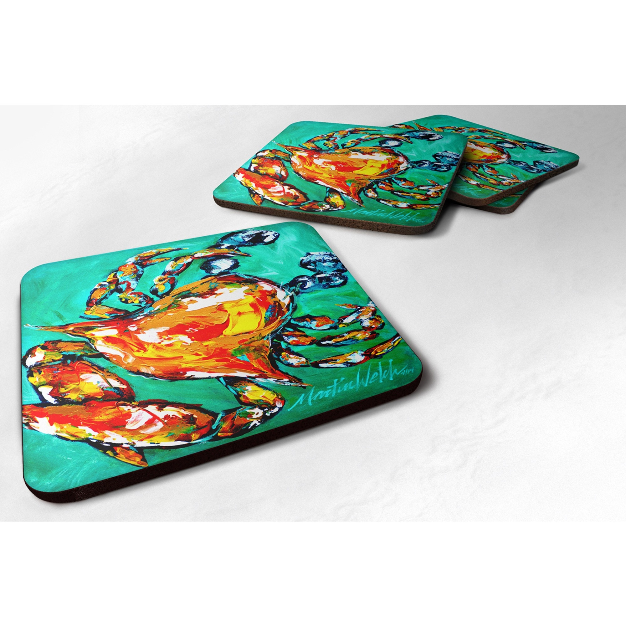&quotCaroline's Treasures MW1142FC Crab Foam Coaster, 3.5"", Multicolor"