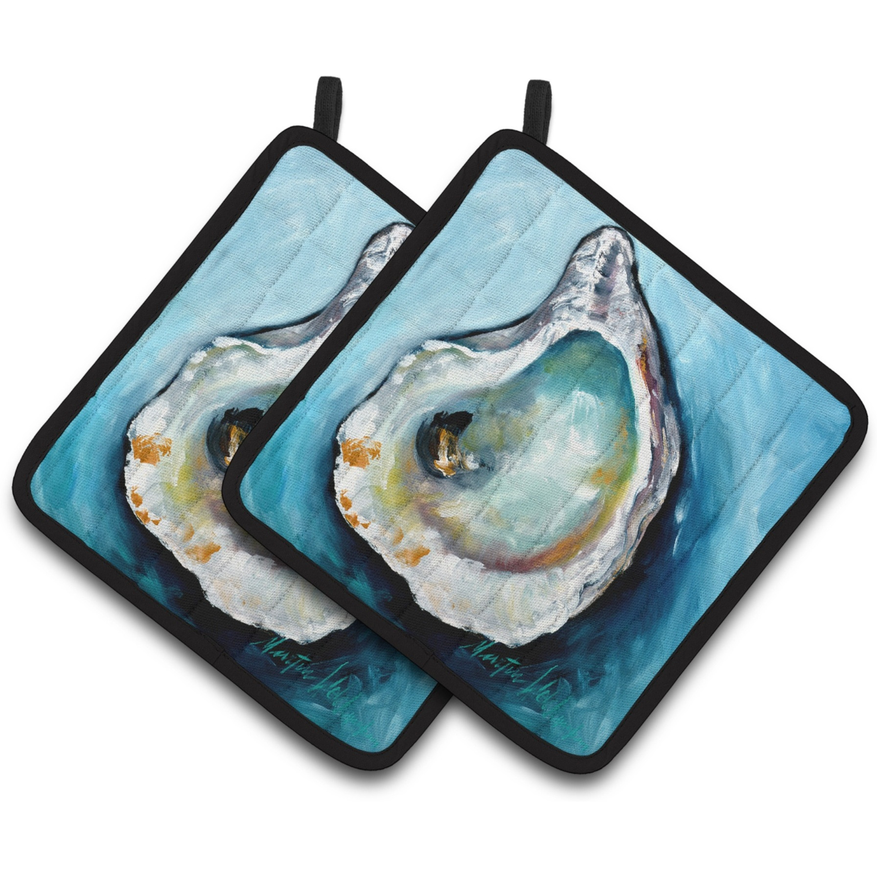 &quotCaroline's Treasures Oyster Pair of Pot Holders MW1143PTHD, 7.5HX7.5W, Multicolor"
