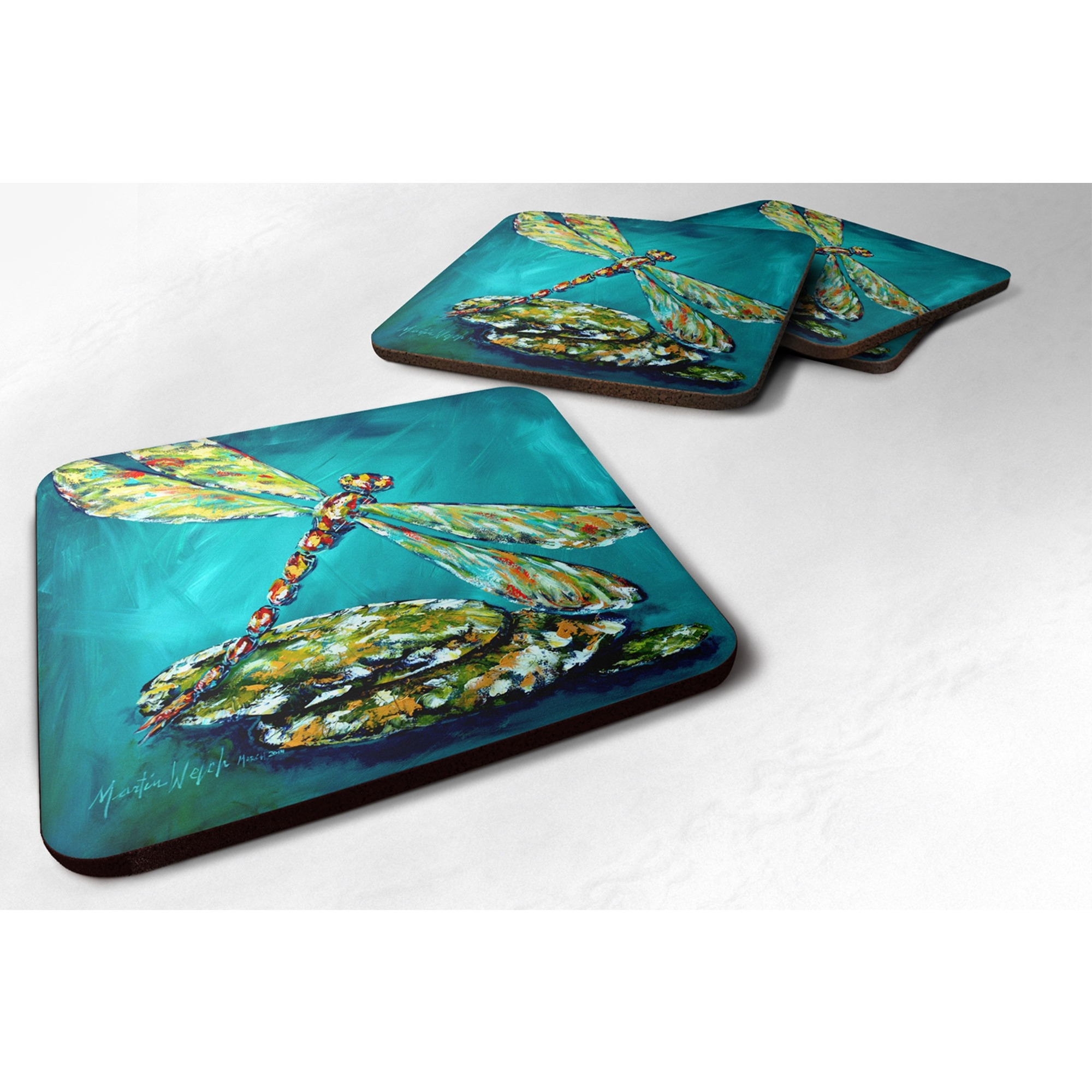 &quotCaroline's Treasures MW1144FC Insect-Dragonfly Matin Foam Coaster, 3.5"", Multicolor"