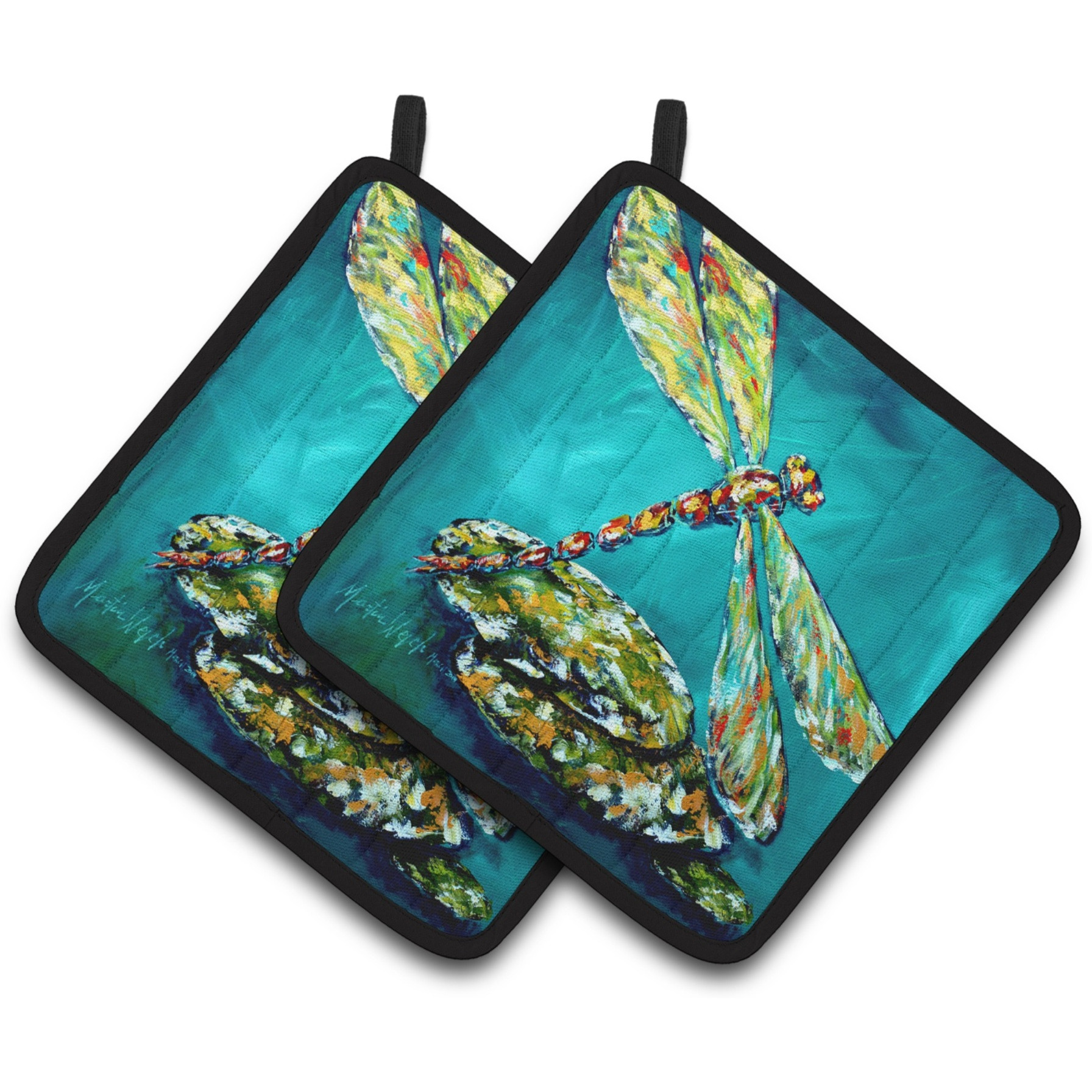 &quotCaroline's Treasures MW1144PTHD Insect "&quotDragonfly"" Matin Pot Holders (1 Pair), 7.5"" x 7.5"", Multicolor"