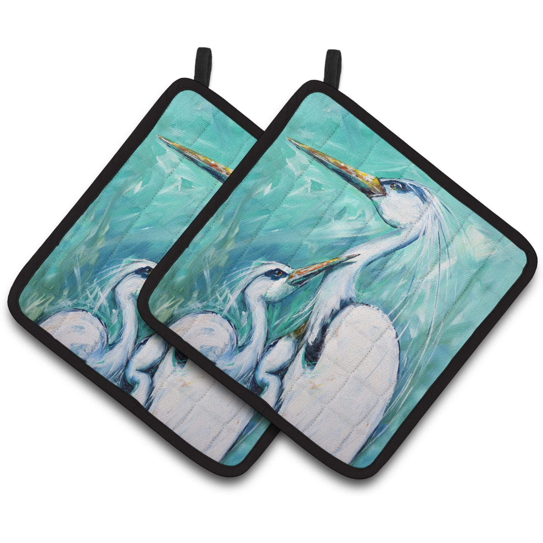 &quotCaroline's Treasures Mother's Love Egret Pair of Pot Holders MW1145PTHD, 7.5HX7.5W, Multicolor"