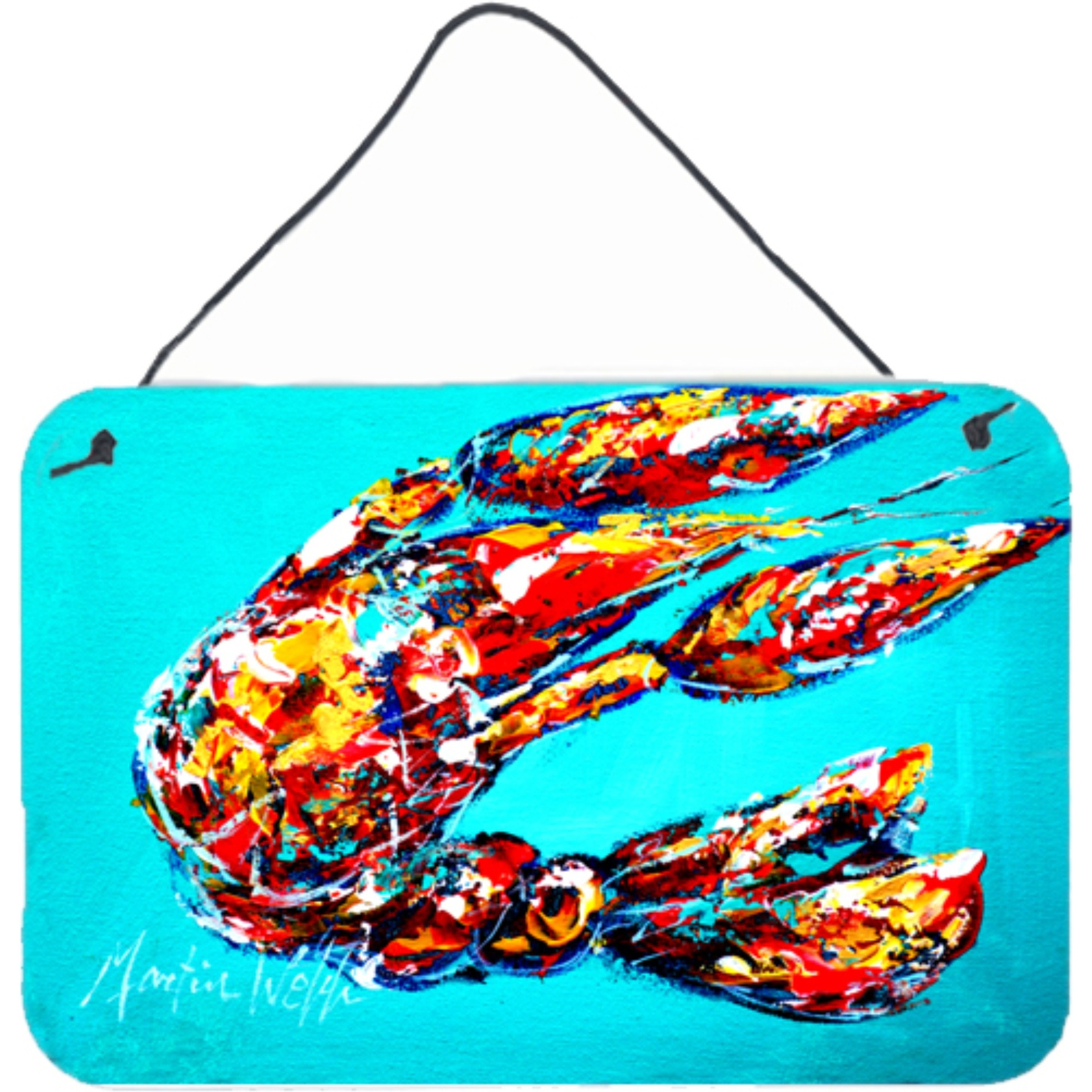 &quotCaroline's Treasures Lucy the Crawfish in Blue Wall or Door Hanging Prints Mw1161Ds812, 8 x 12"""