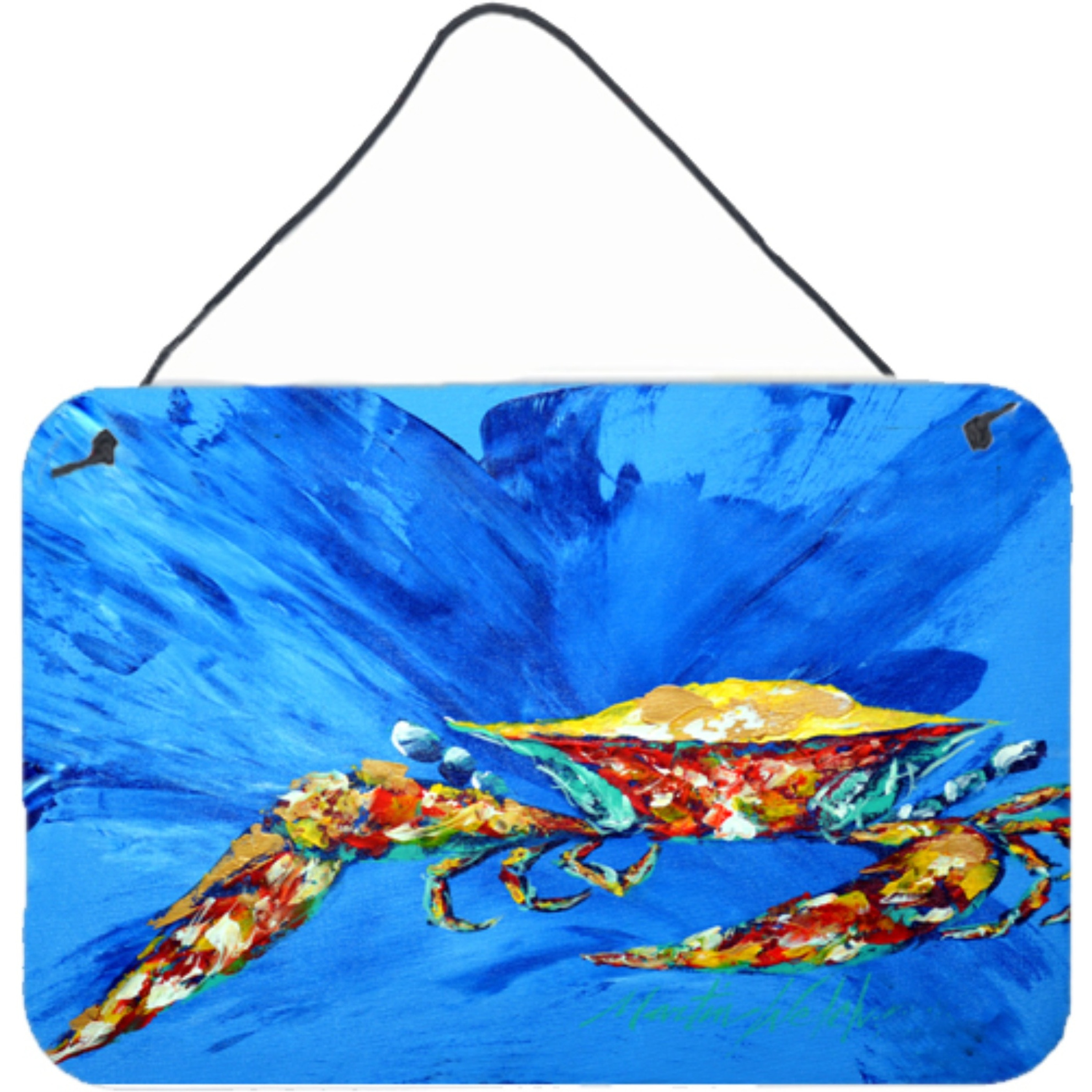 &quotCaroline's Treasures Big Splash Crab in Blue Aluminum Metal Wall or Door Hanging Prints Mw1163Ds812, 8 x 12"""