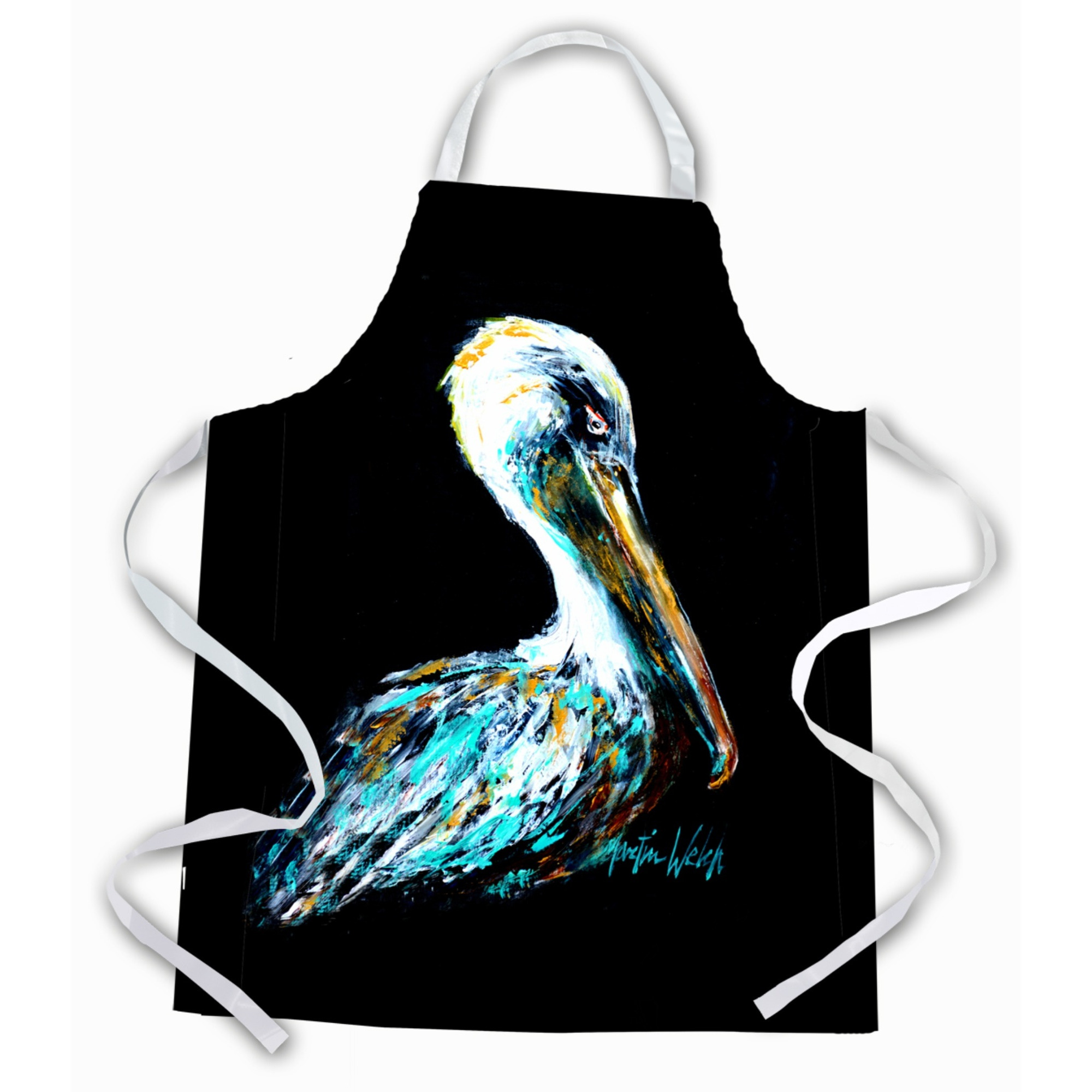 &quotCaroline's Treasures MW1164APRON Dressed In Black Pelican Apron, Large, Multicolor"