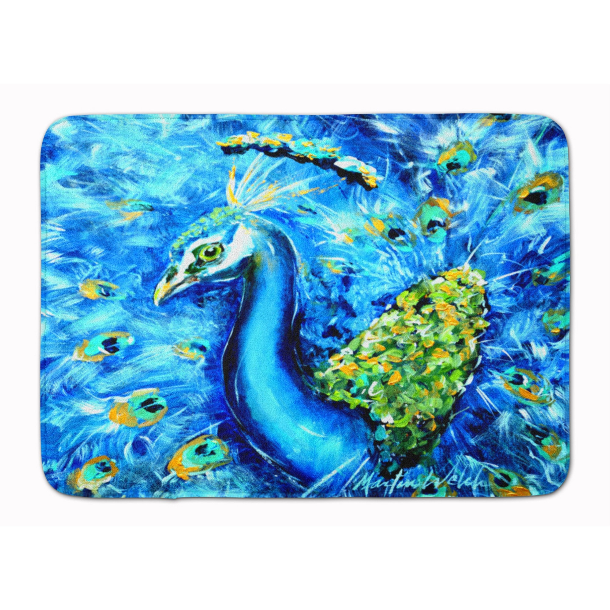 &quotCaroline's Treasures Peacock Straight Up in Blue Floor Mat, 19"" x 27"", Multicolor"