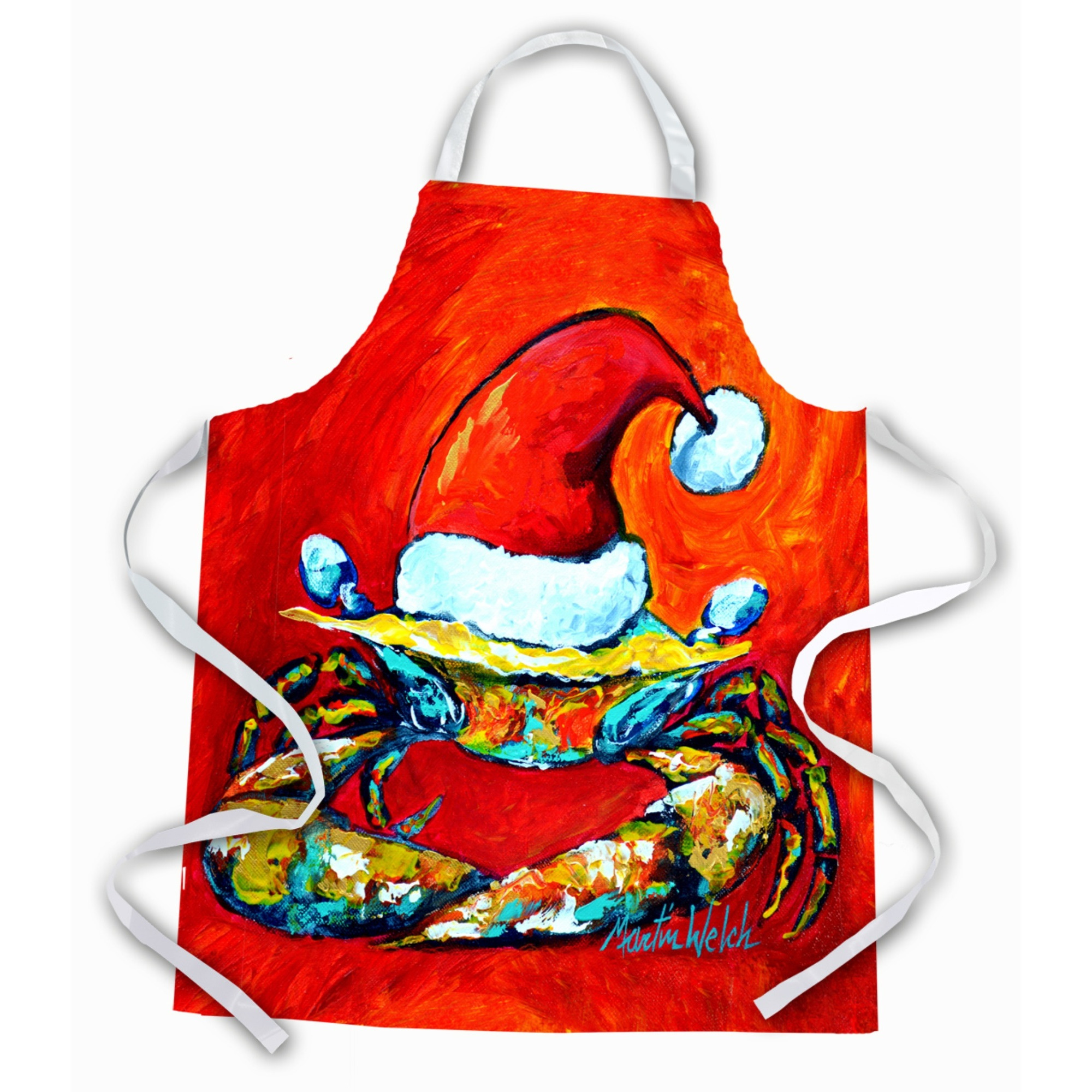 &quotCaroline's Treasures MW1169APRON Crab In Santa Hat Santa Claws Apron, Large, Multicolor"