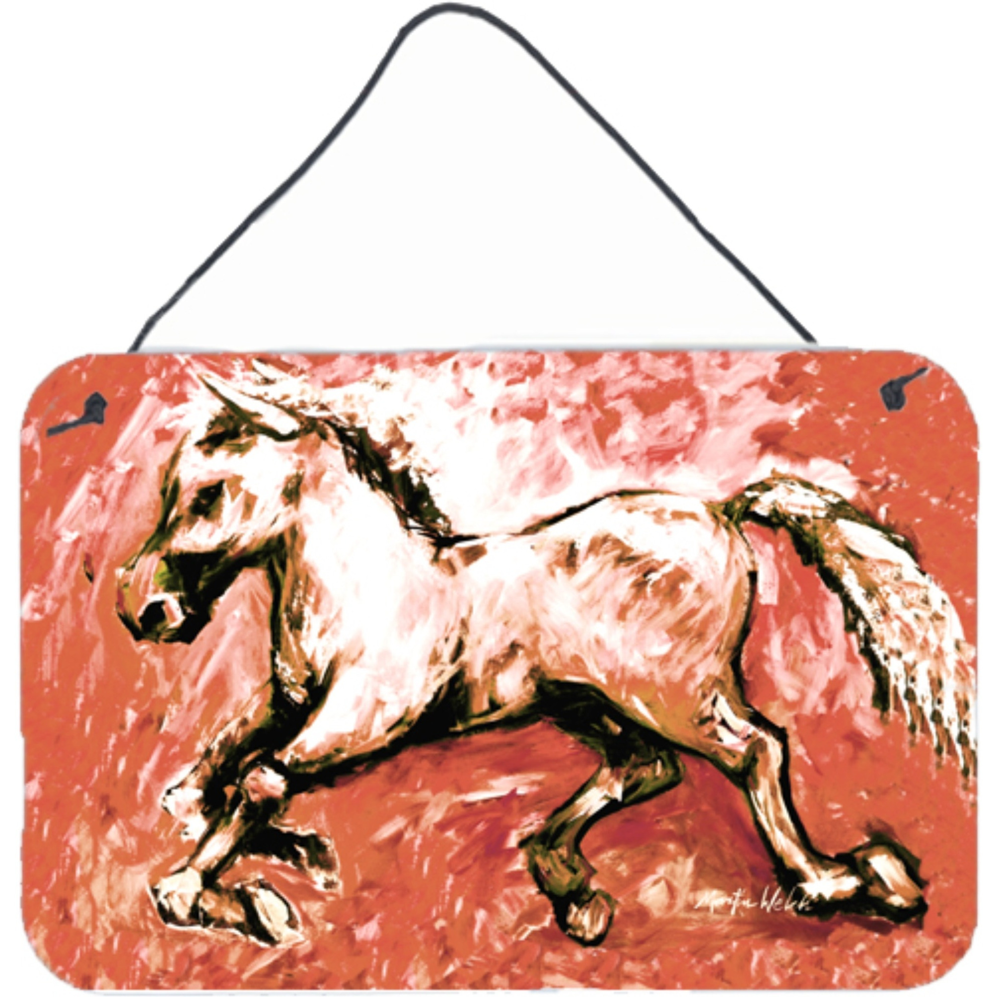 &quotCaroline's Treasures Shadow the Horse in Red Aluminum Metal Wall or Door Hanging Prints, 8 x 12"""