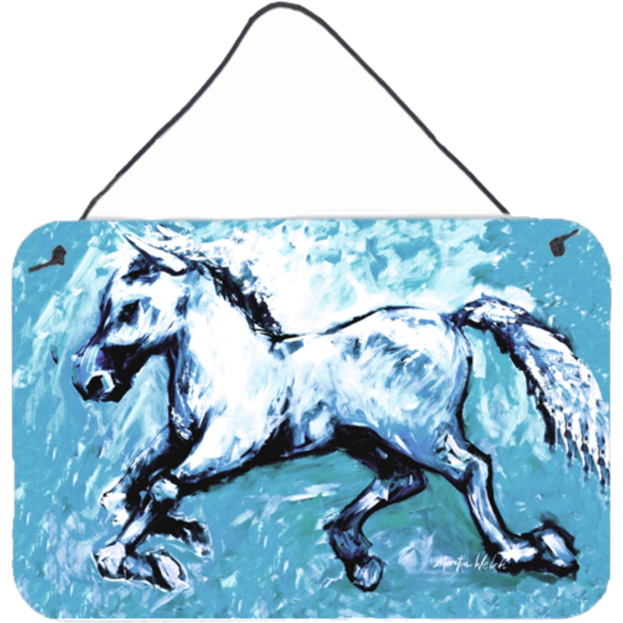&quotCaroline's Treasures Shadow the Horse in Blue Wall or Door Hanging Prints, 8 x 12"""