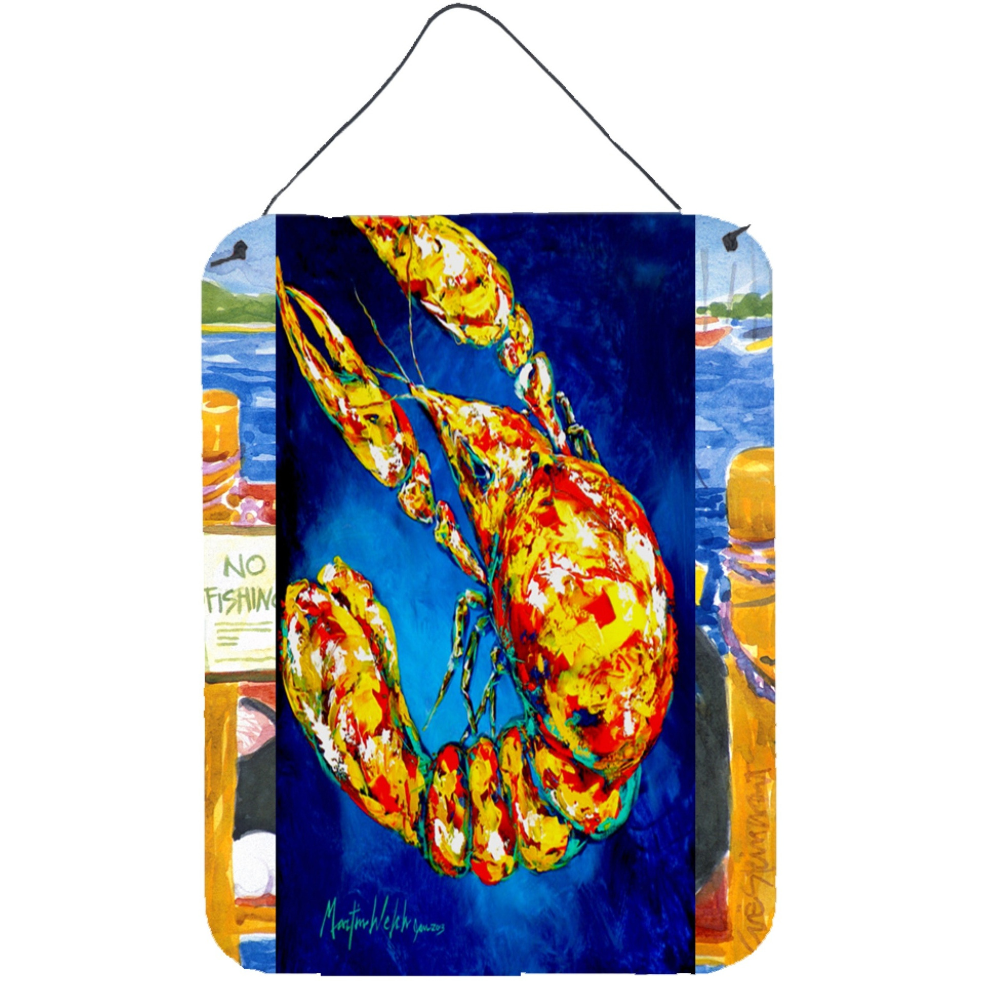 &quotCaroline's Treasures Big Boy on Blue Crawfish Wall or Door Hanging Prints, 16"" x 12"""