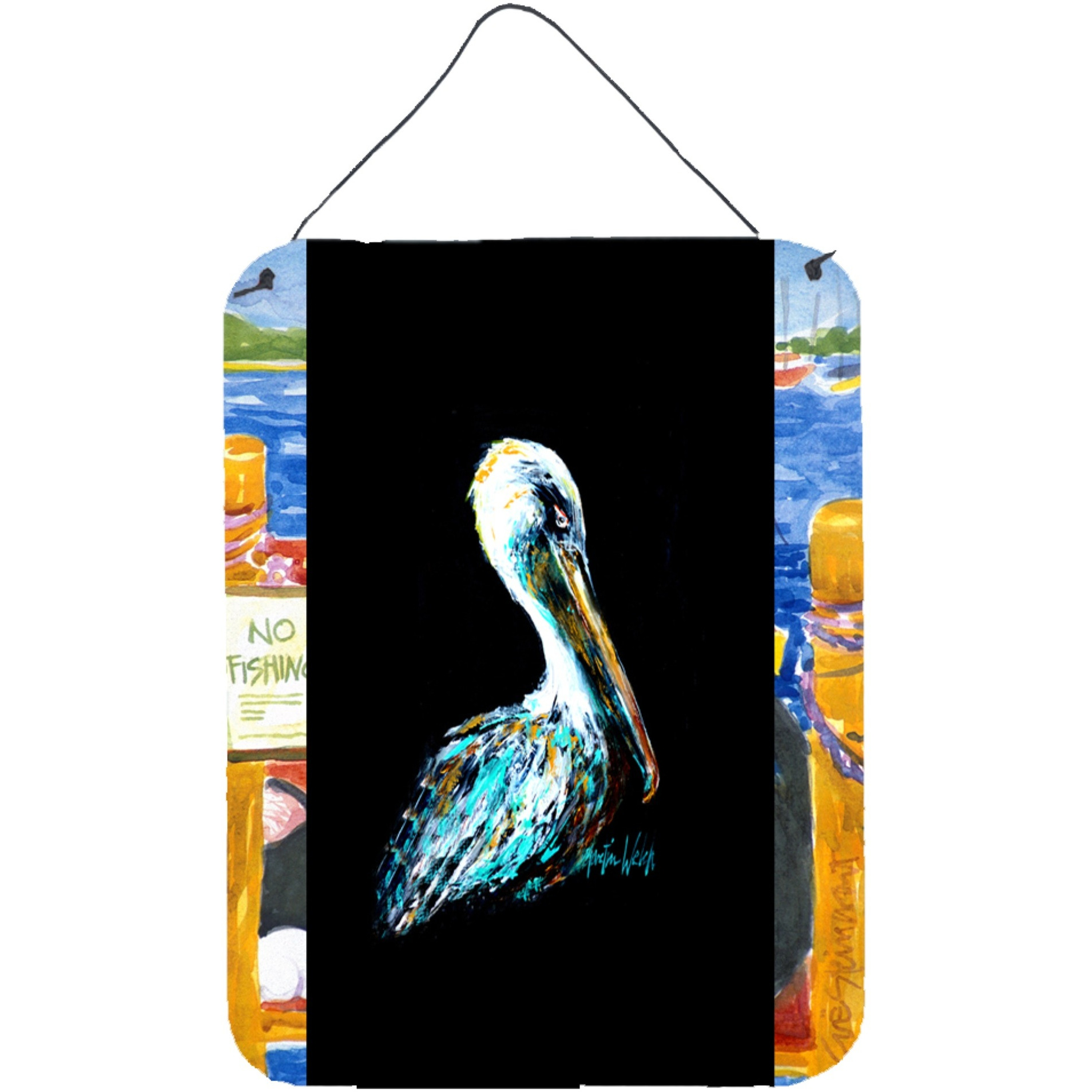 &quotCaroline's Treasures Dressed in Black Pelican Wall or Door Hanging Prints, 16"" x 12"""