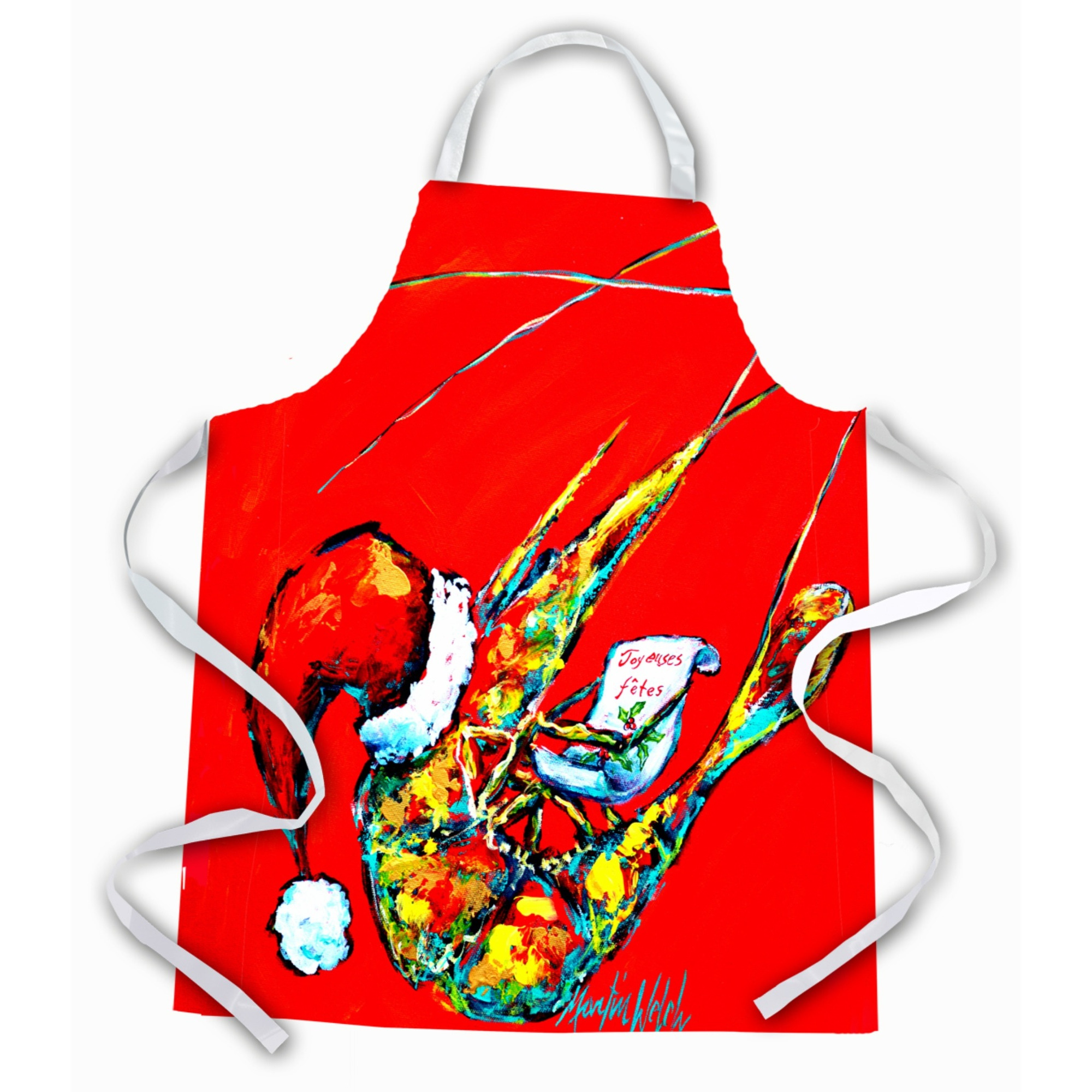 &quotCaroline's Treasures MW1197APRON Happy Holidays Shrimp Apron, Large, Multicolor"