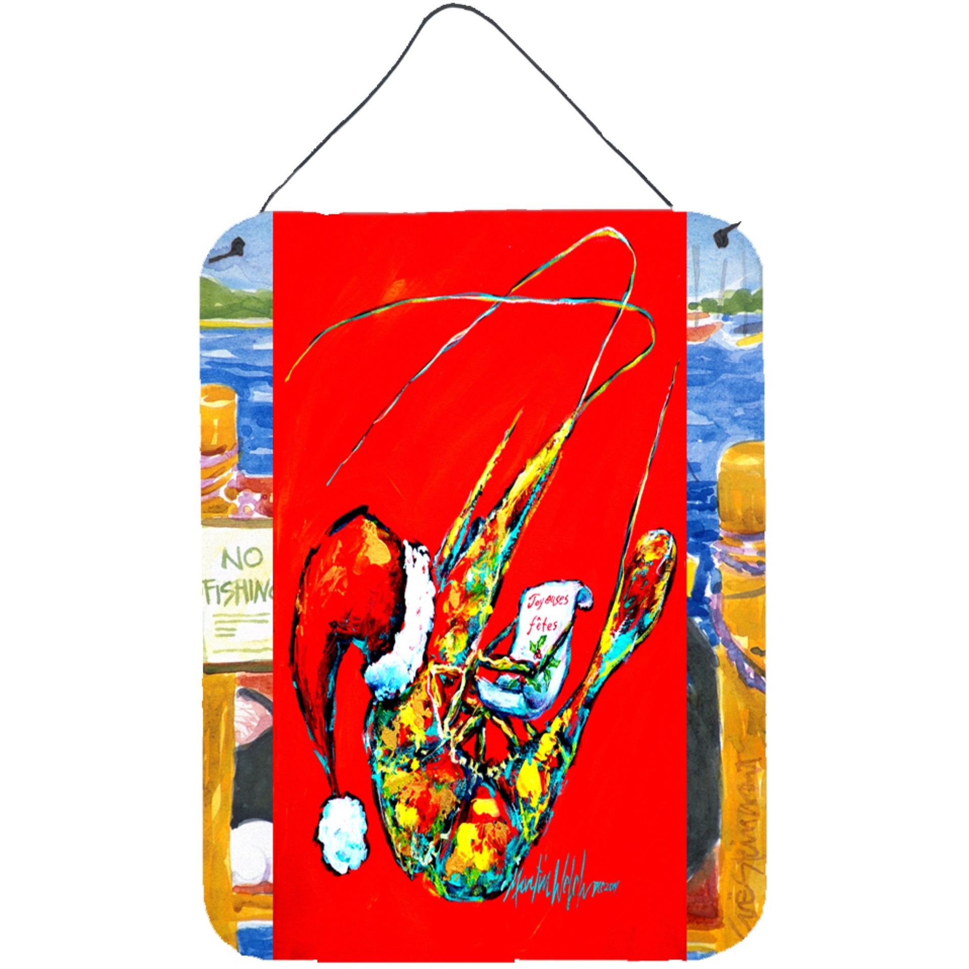 &quotCaroline's Treasures Happy Holidays Shrimp Wall or Door Hanging Prints, 16"" x 12"""