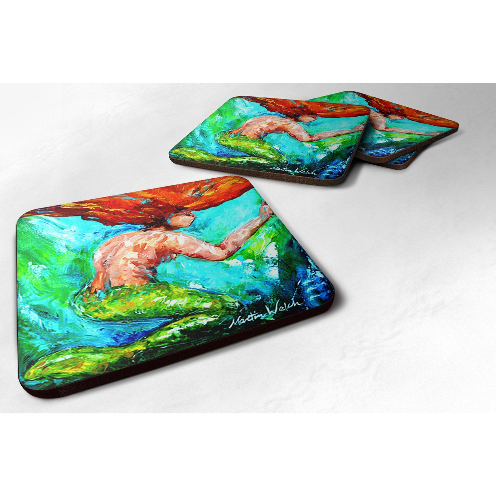 &quotCaroline's Treasures MW1200FC Mermaids Heaven Foam Coaster, 3.5"", Multicolor"