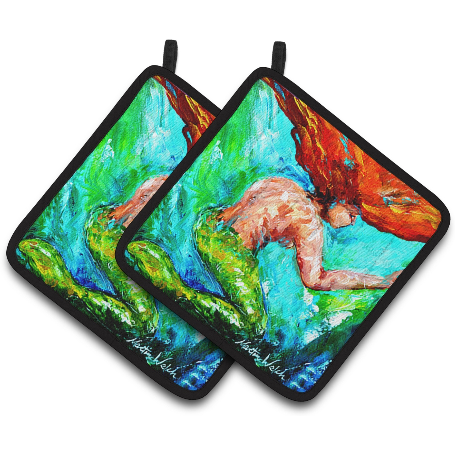 &quotCaroline's Treasures Mermaids Heaven Pair of Pot Holders MW1200PTHD, 7.5HX7.5W, Multicolor"