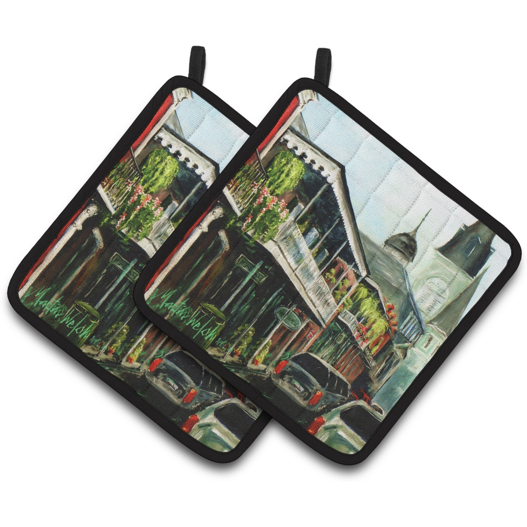 &quotCaroline's Treasures St Louis Cathedral Pair of Pot Holders MW1201PTHD, 7.5HX7.5W, Multicolor"