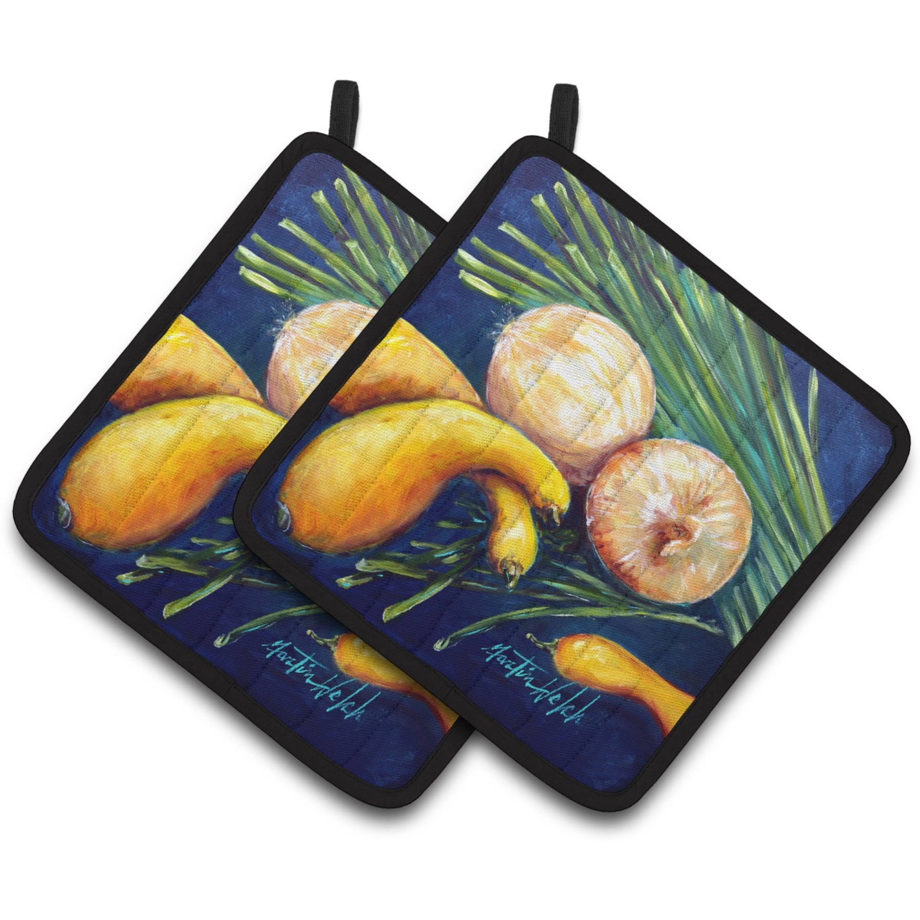 &quotCaroline's Treasures Crooked Neck Squash Pair of Pot Holders MW1206PTHD, 7.5HX7.5W, Multicolor"