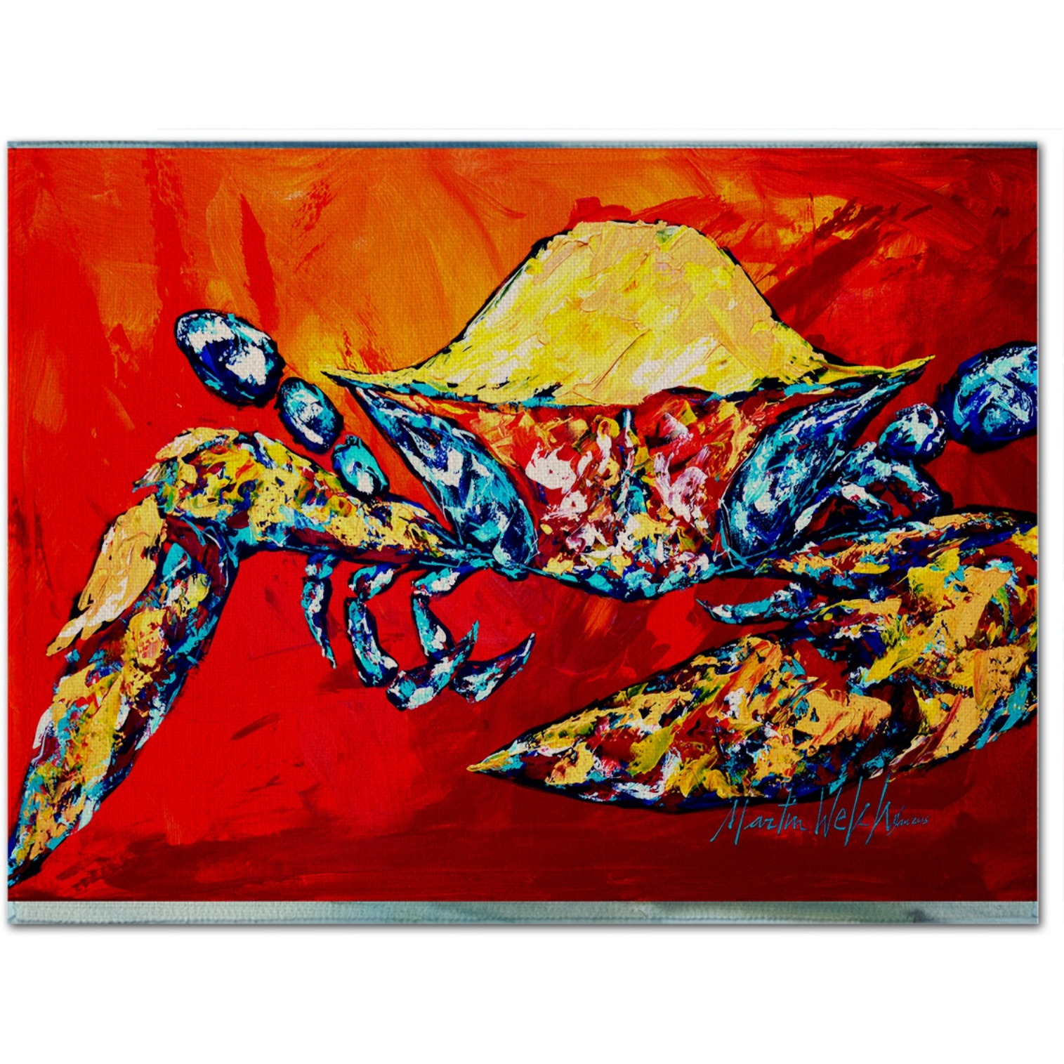 &quotCaroline's Treasures MW1208PLMT Bring It On Crab In Red Fabric Placemat, Multicolor"