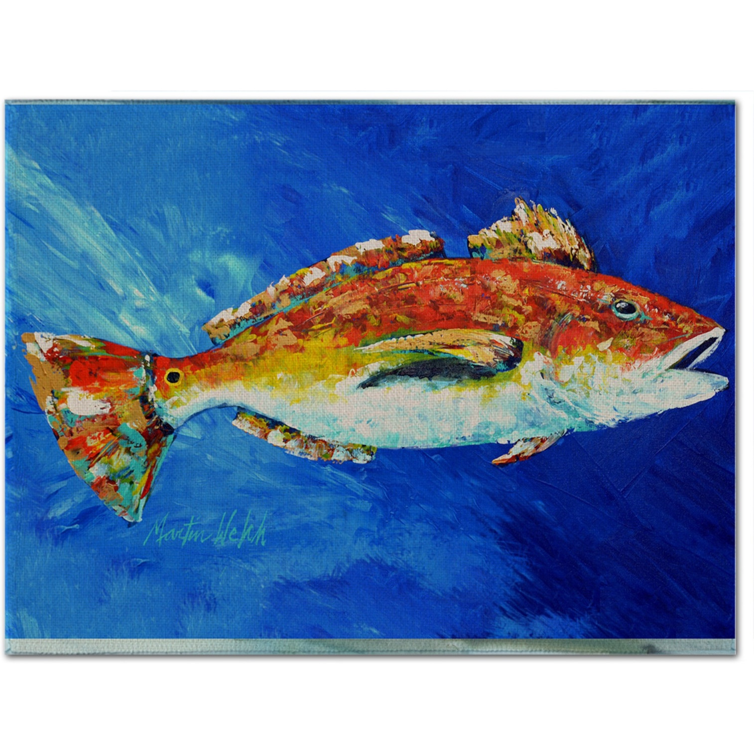 &quotCaroline's Treasures MW1212PLMT Red Fish White Spin Fabric Placemat, Multicolor"