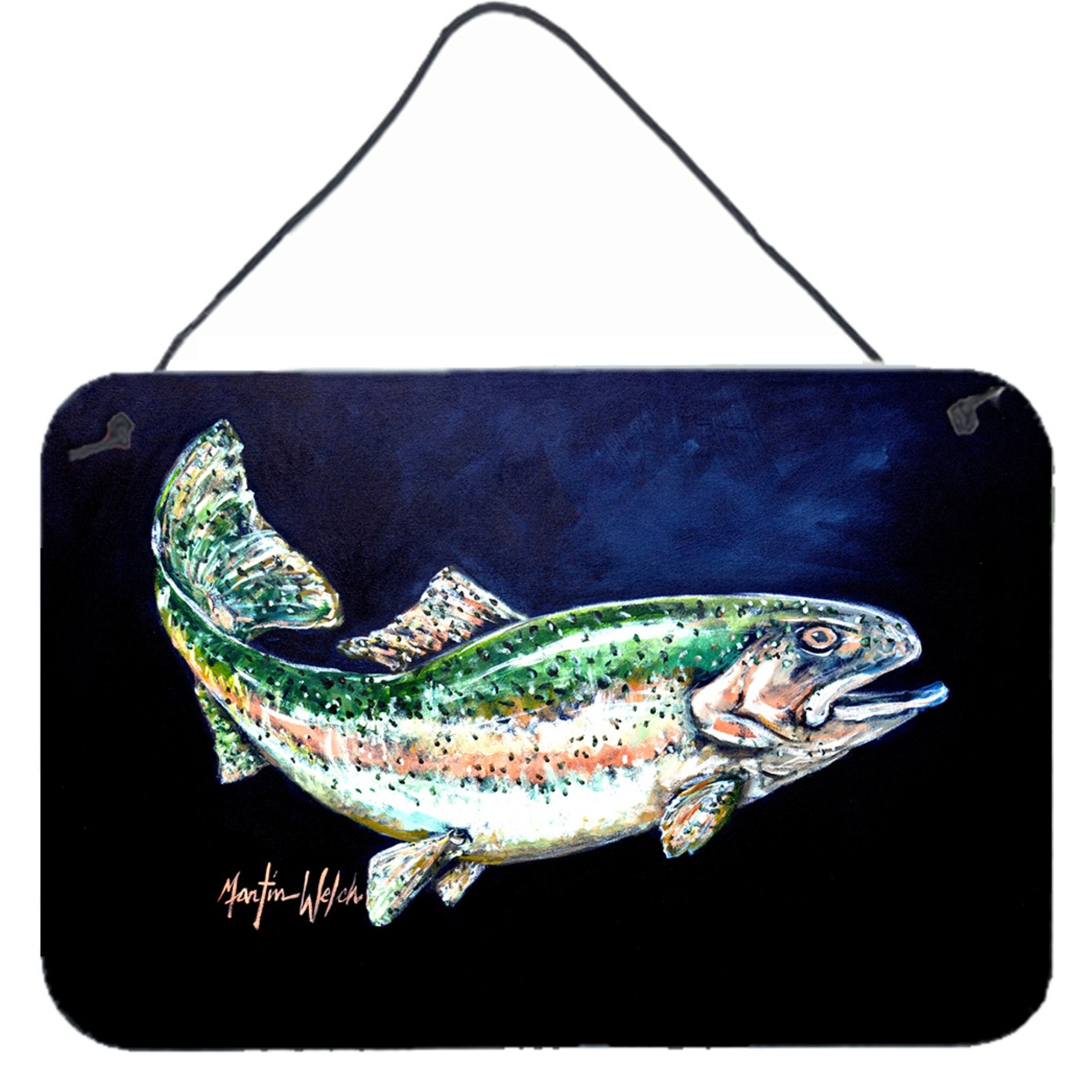 &quotCaroline's Treasures Deep Blue Rainbow Trout Wall or Door Hanging Prints MW1213DS812, 8"" x 12"", Multicolor"