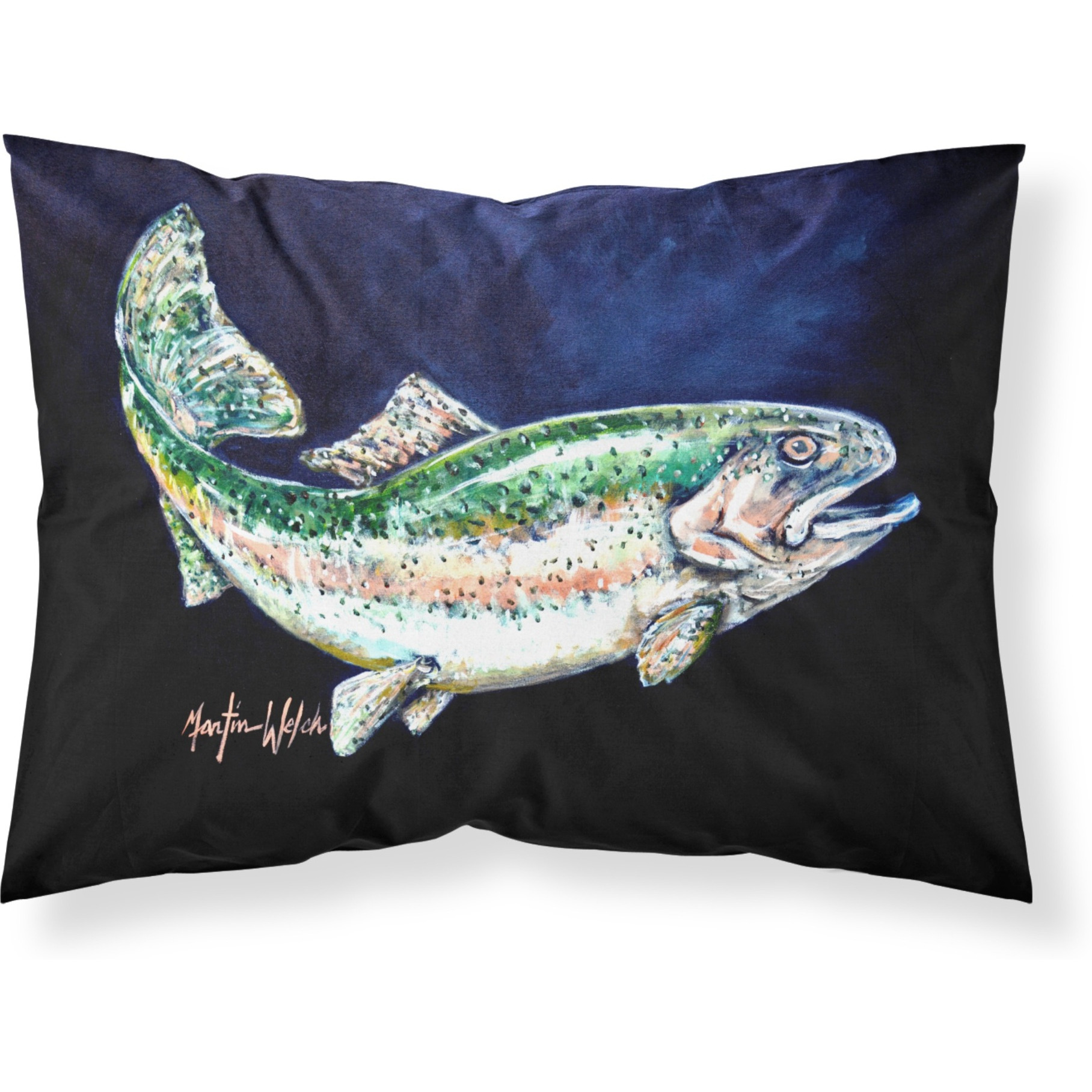 &quotCaroline's Treasures Deep Blue Rainbow Trout Fabric Standard Pillowcase MW1213PILLOWCASE, Multicolor"