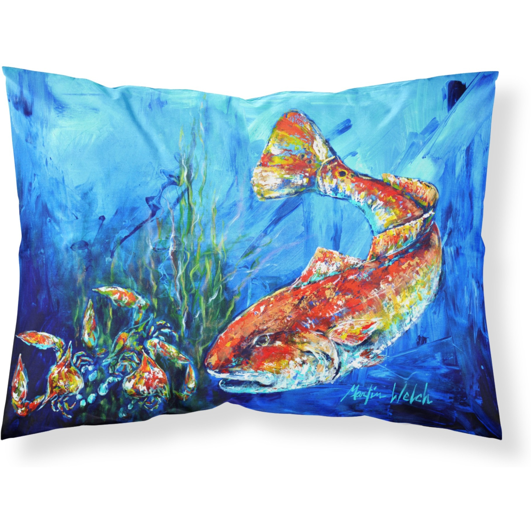 &quotCaroline's Treasures "&quotScattered Red Fish"" Printed, Polyester Envelope Closure pillowcase, Standard, Multicolor"