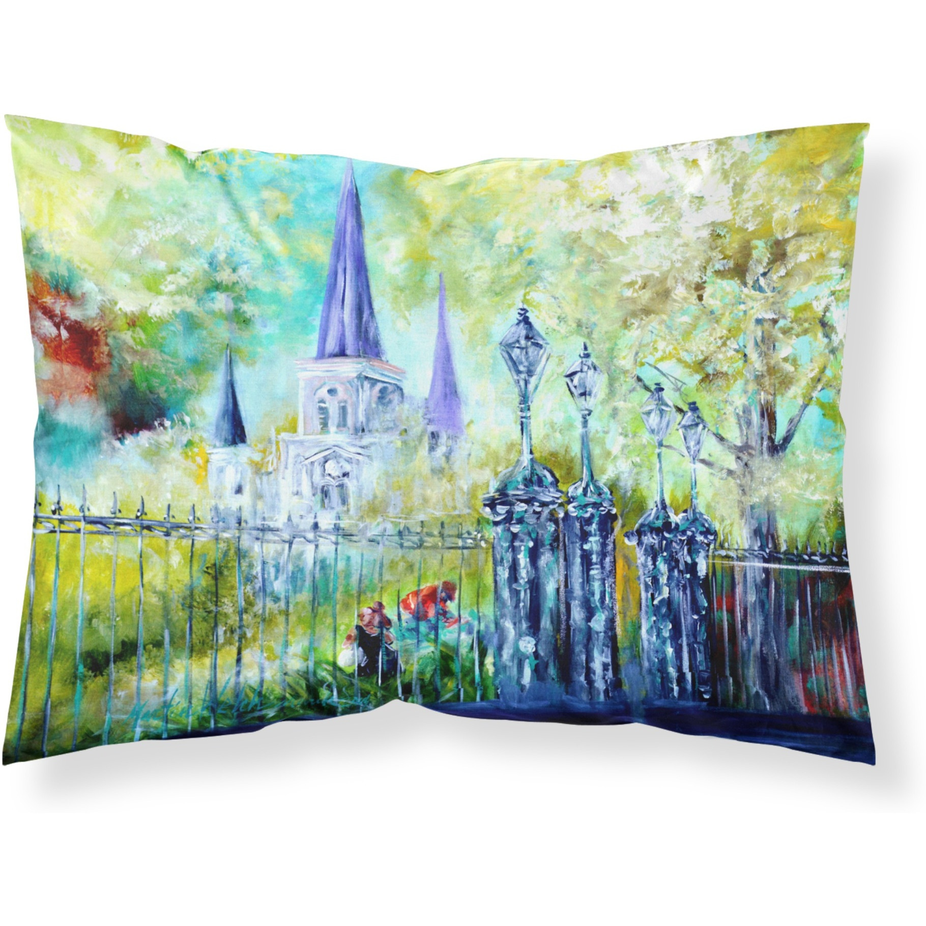 &quotCaroline's Treasures St Louis Cathedrial Across the Square Fabric Standard Pillowcase MW1217PILLOWCASE, Multicolor"