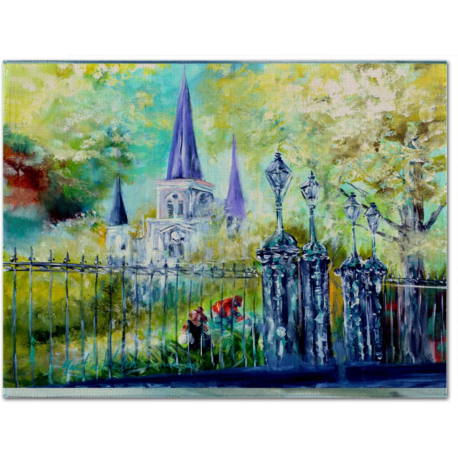 &quotCaroline's Treasures MW1217PLMT St Louis Cathedral Across The Square Fabric Placemat, Multicolor"