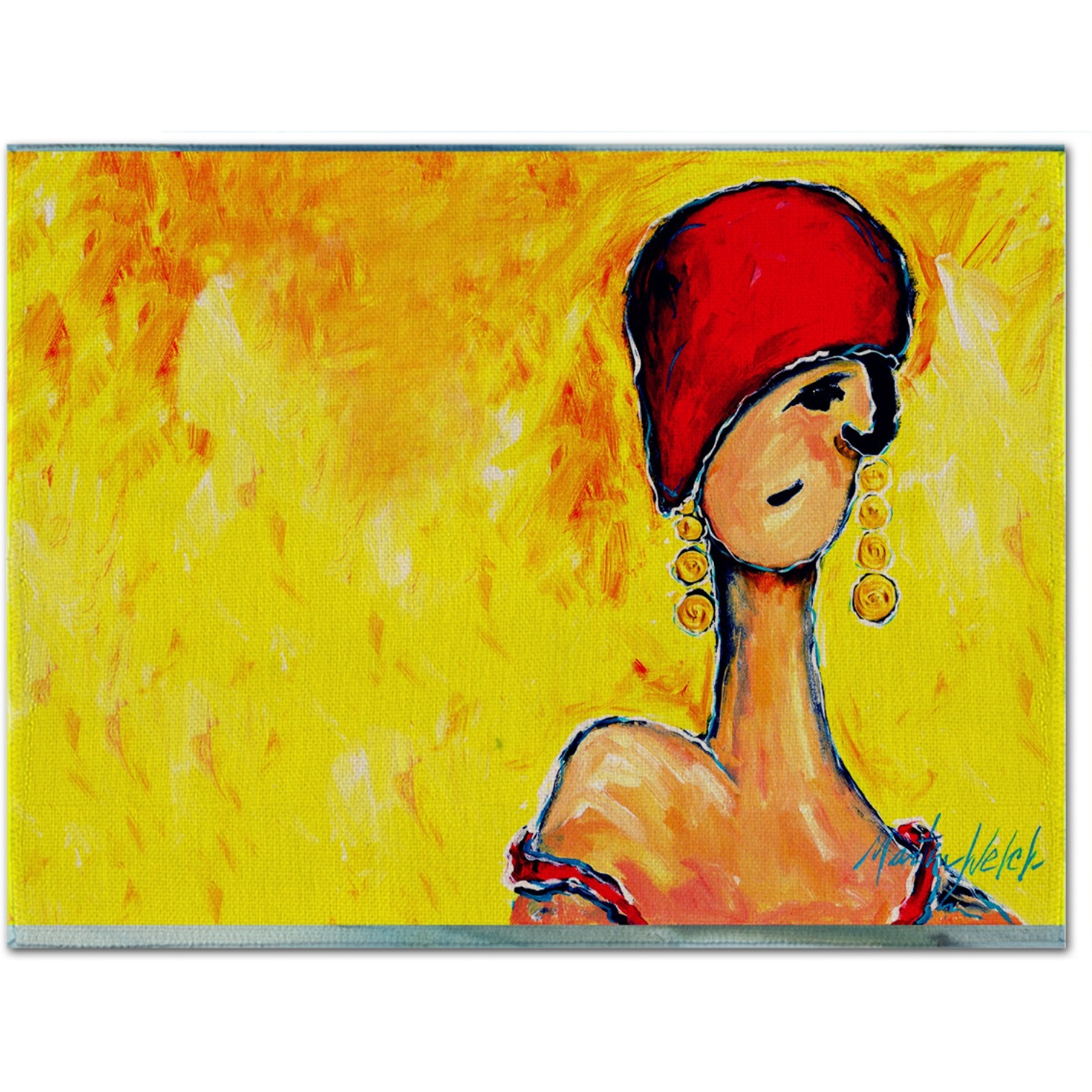 &quotCaroline's Treasures MW1219PLMT Azalines Earrings Lady Fabric Placemat, Multicolor"