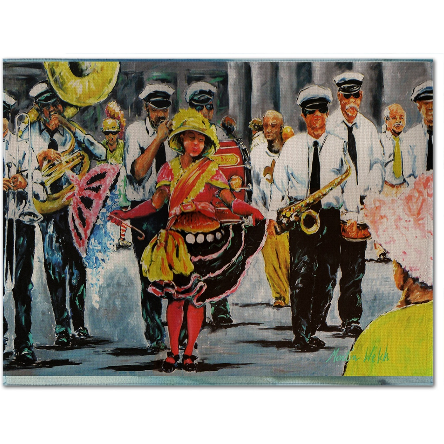 &quotCaroline's Treasures MW1224PLMT Dancing In The Streets Mardi Gras Fabric Placemat, Multicolor"