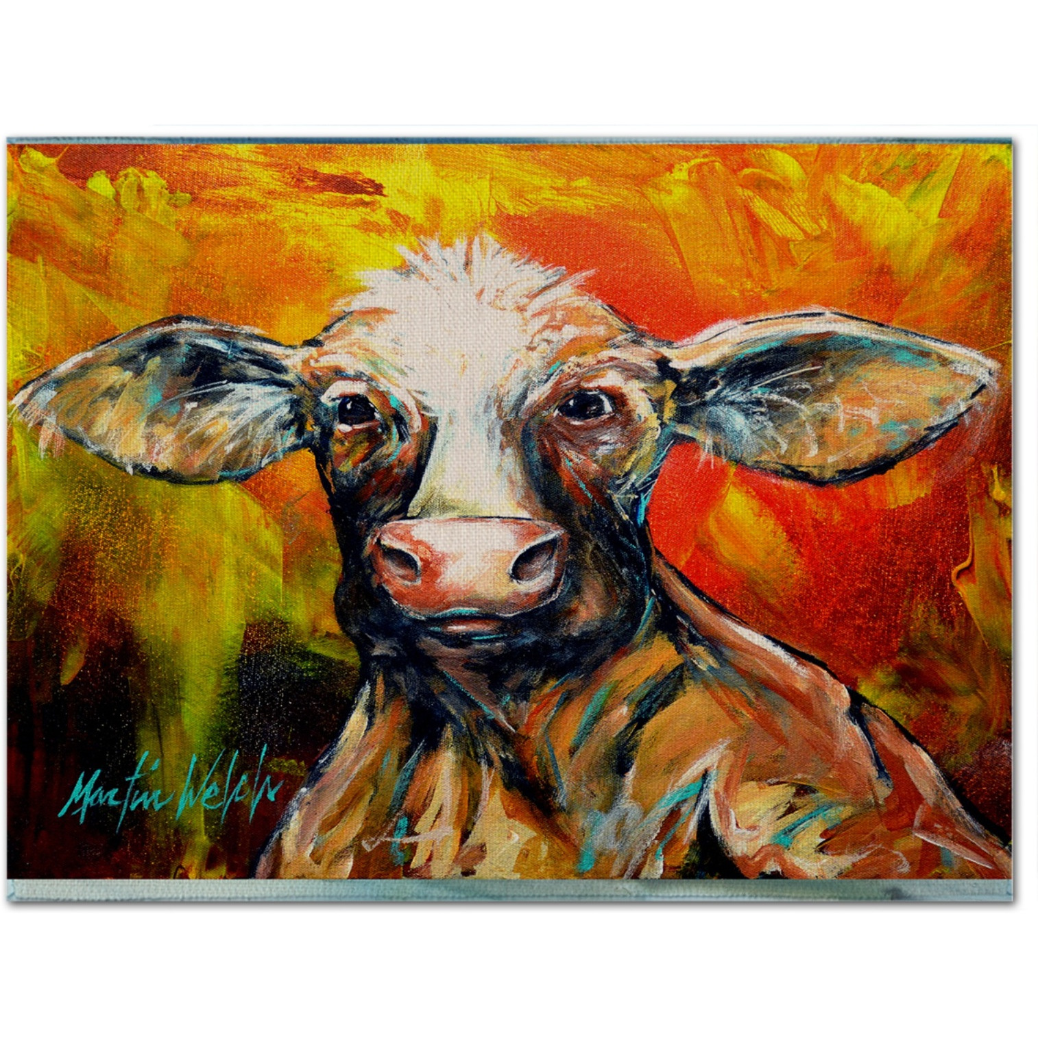 &quotCaroline's Treasures MW1225PLMT Another Happy Cow Fabric Placemat, Multicolor"