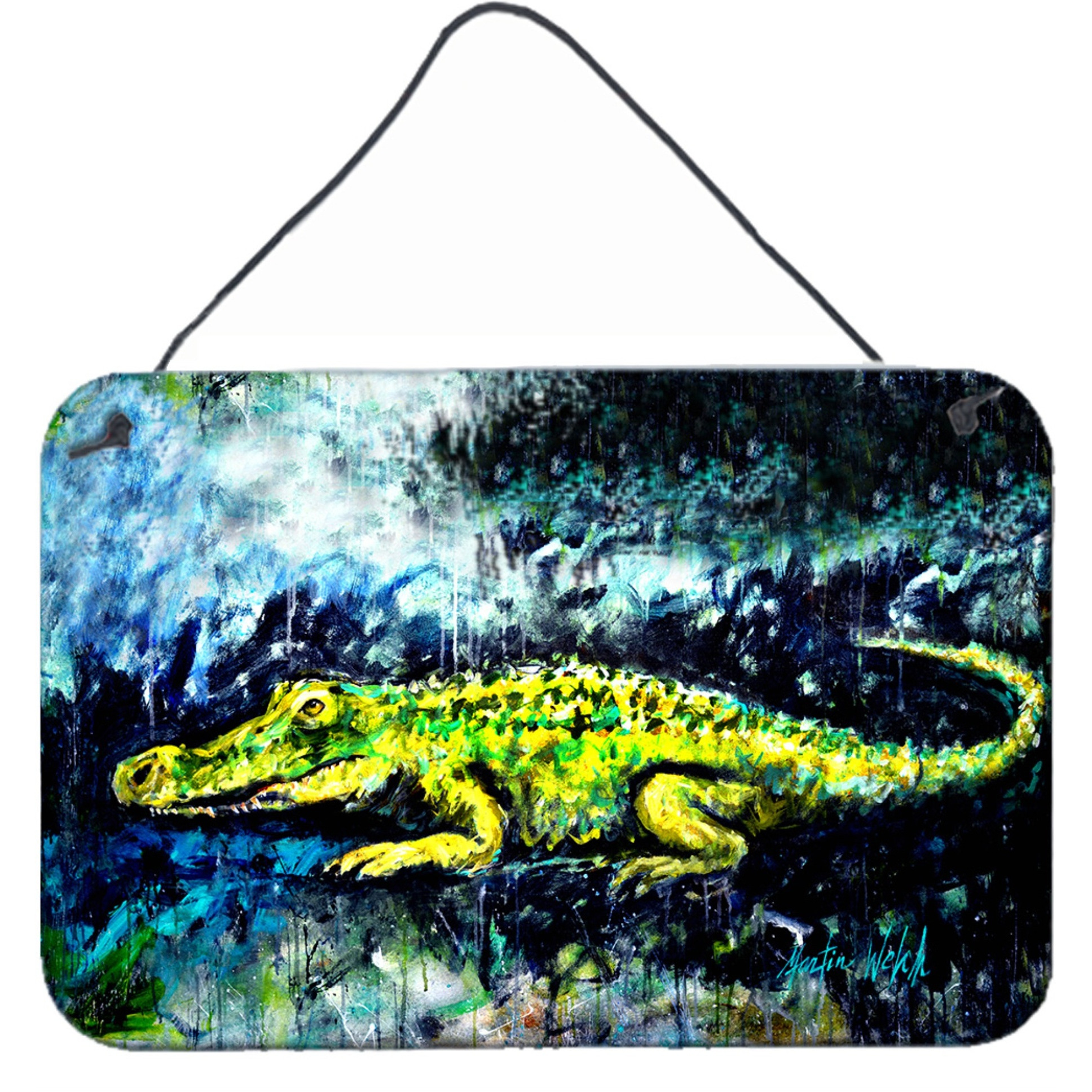 &quotCaroline's Treasures Sneaky Alligator Wall or Door Hanging Prints MW1233DS812, 8"" x 12"", Multicolor"